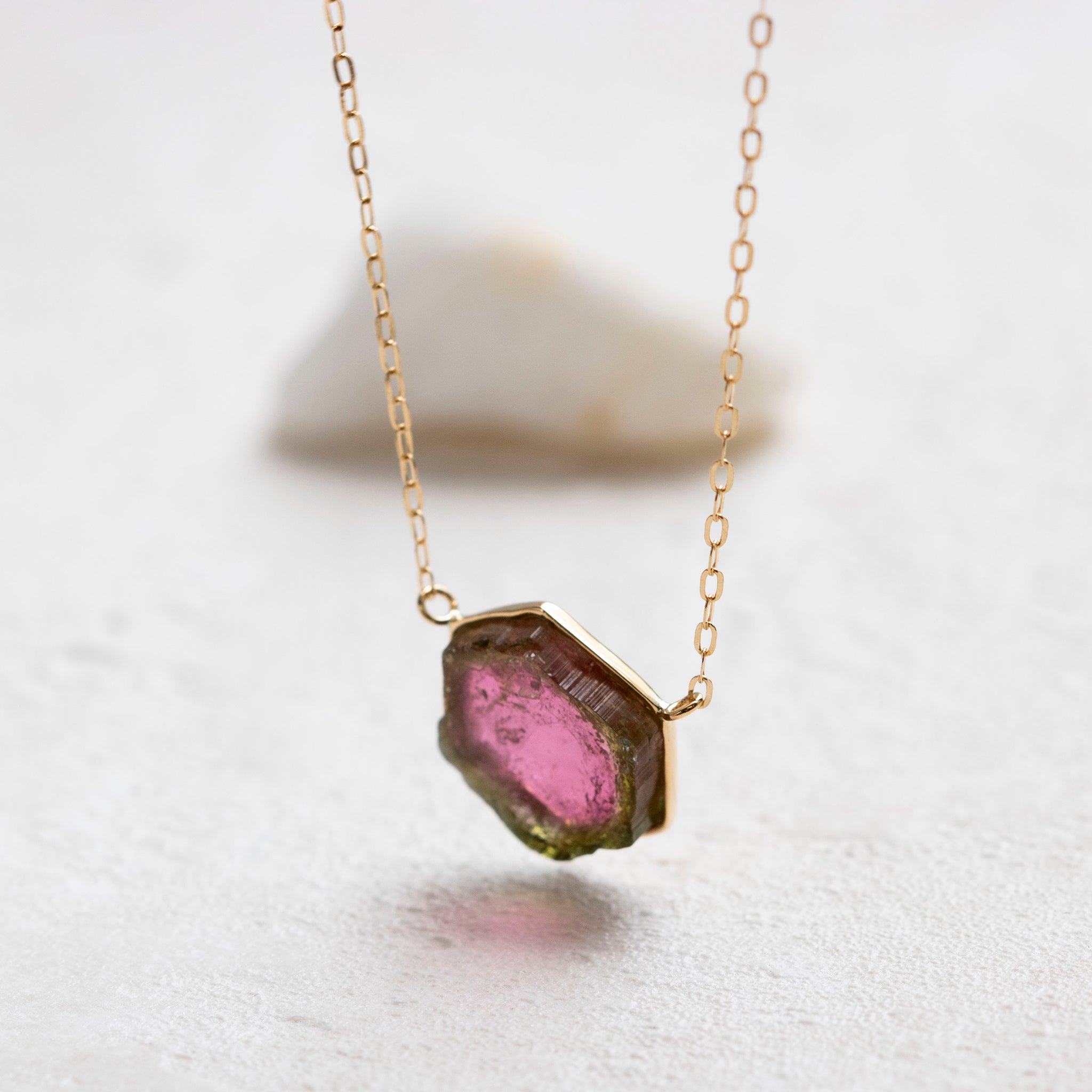 【限定1点】ウォーターメロントルマリン K18ネックレス(3.86カラット/10月誕生石)《24T10235》