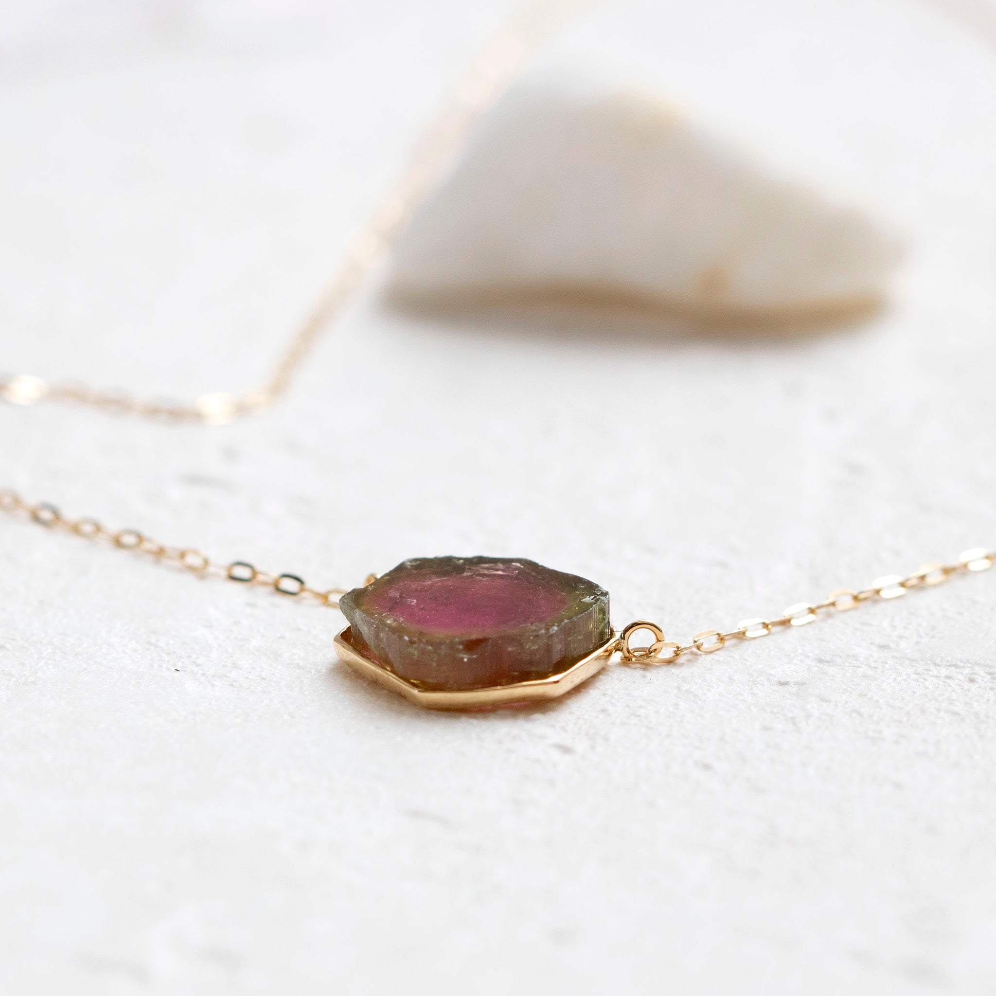 【限定1点】ウォーターメロントルマリン K18ネックレス(3.86カラット/10月誕生石)《24T10235》