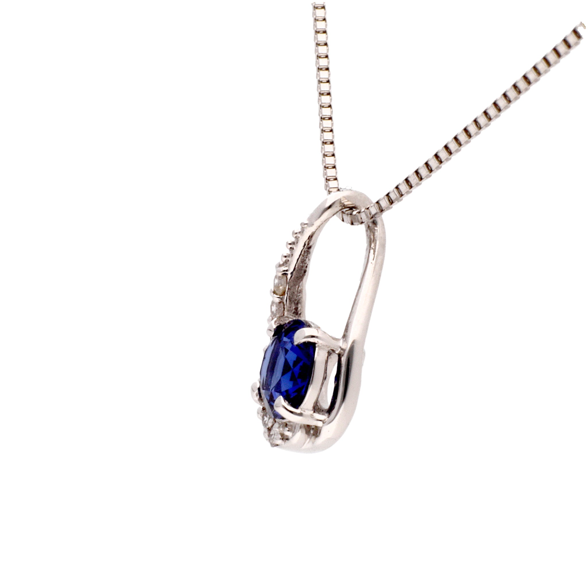 サファイア/ダイヤモンド プラチナネックレス(ロイヤルブルー/9月誕生石)《24T10244》