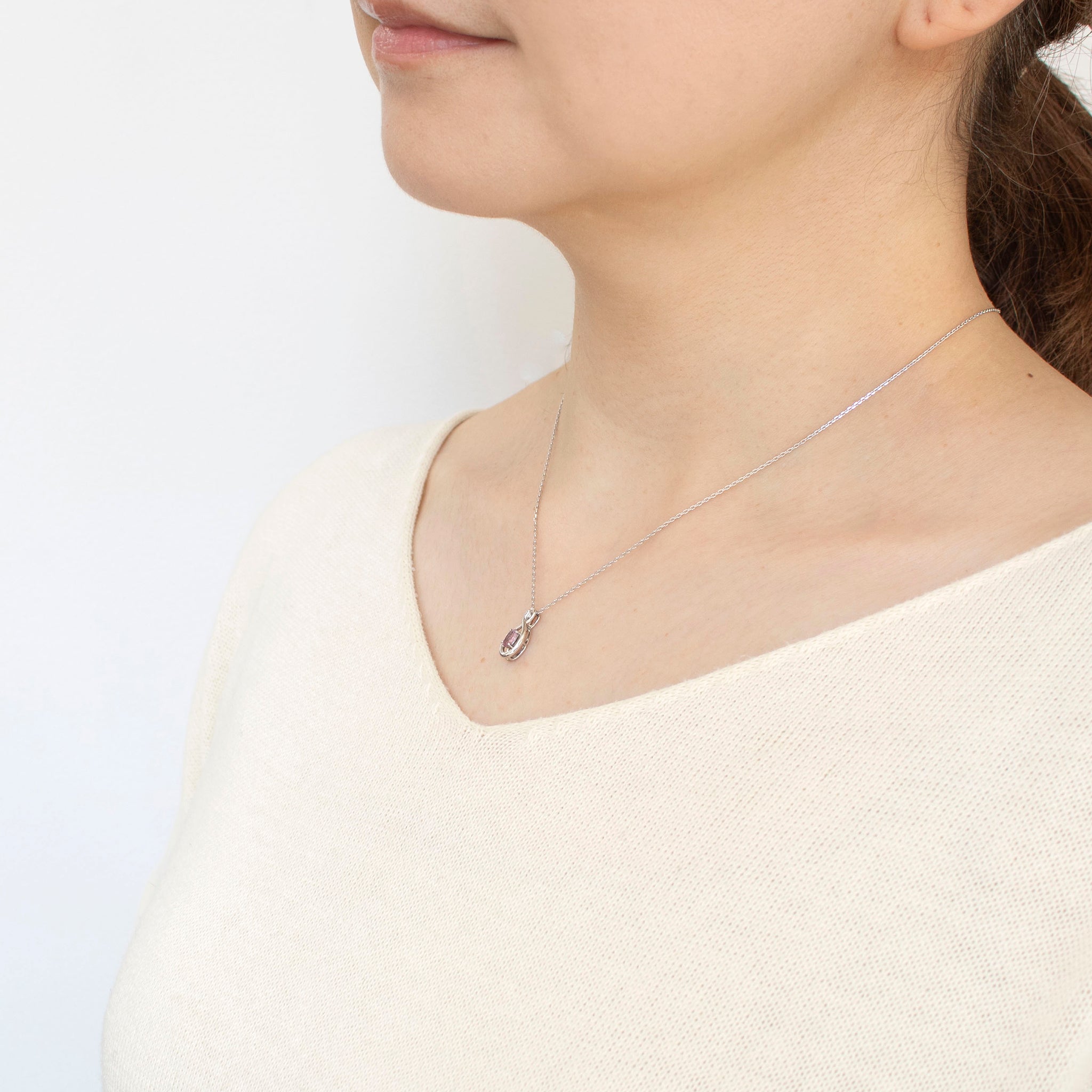 パパラチアサファイア/ダイヤモンド プラチナネックレス(9月誕生石)《24T10248》