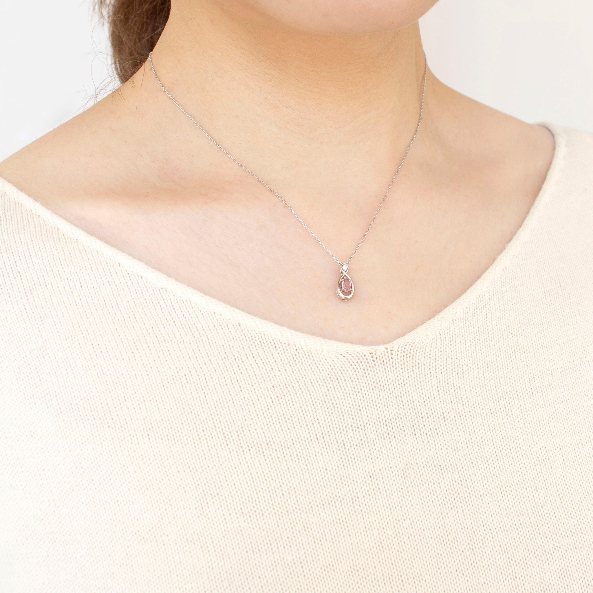 パパラチアサファイア/ダイヤモンド プラチナネックレス(9月誕生石)《24T10248》