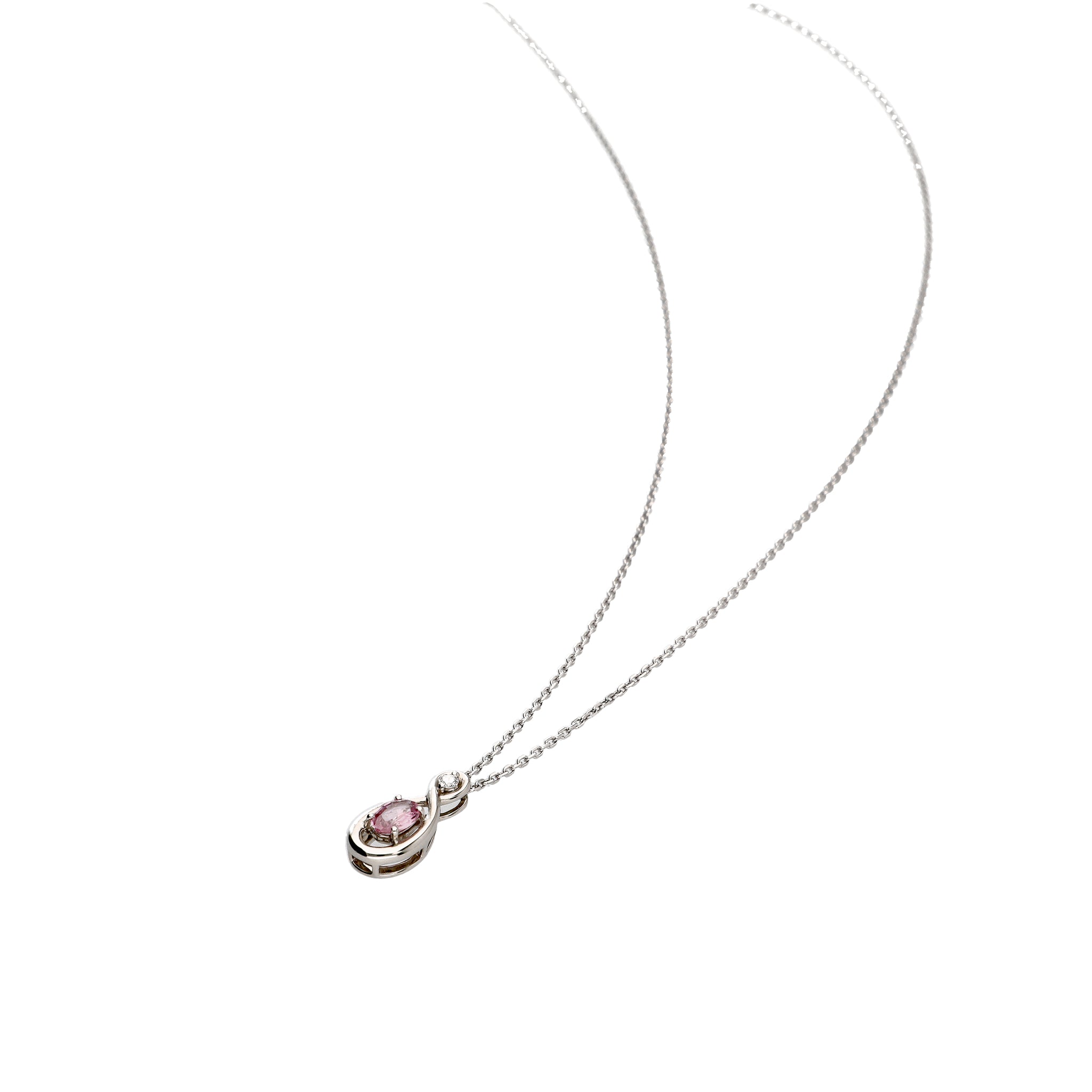 パパラチアサファイア/ダイヤモンド プラチナネックレス(9月誕生石)《24T10248》