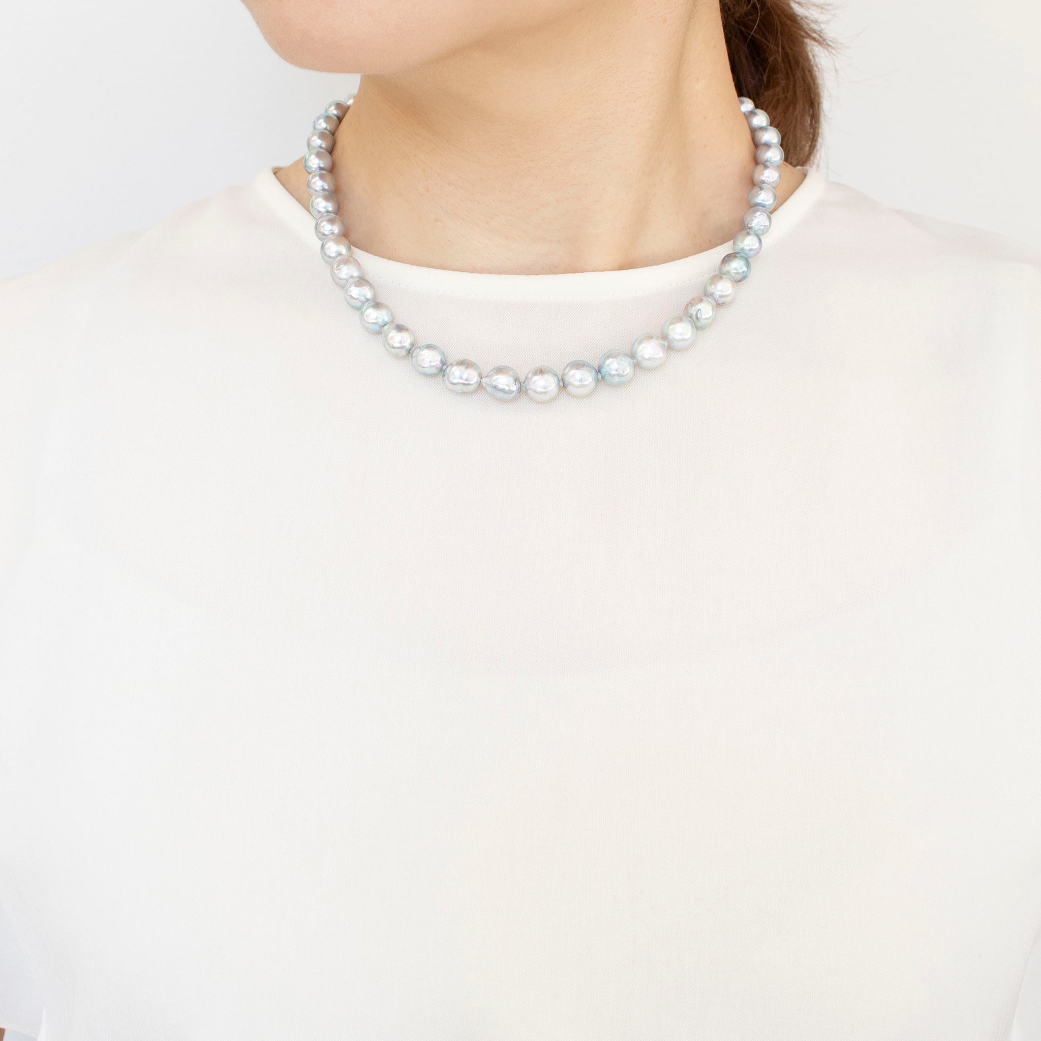 【限定1点】パール ネックレス(アコヤ真珠/ナチュラルブルー/6~9mm/6月誕生石)《24T10251》