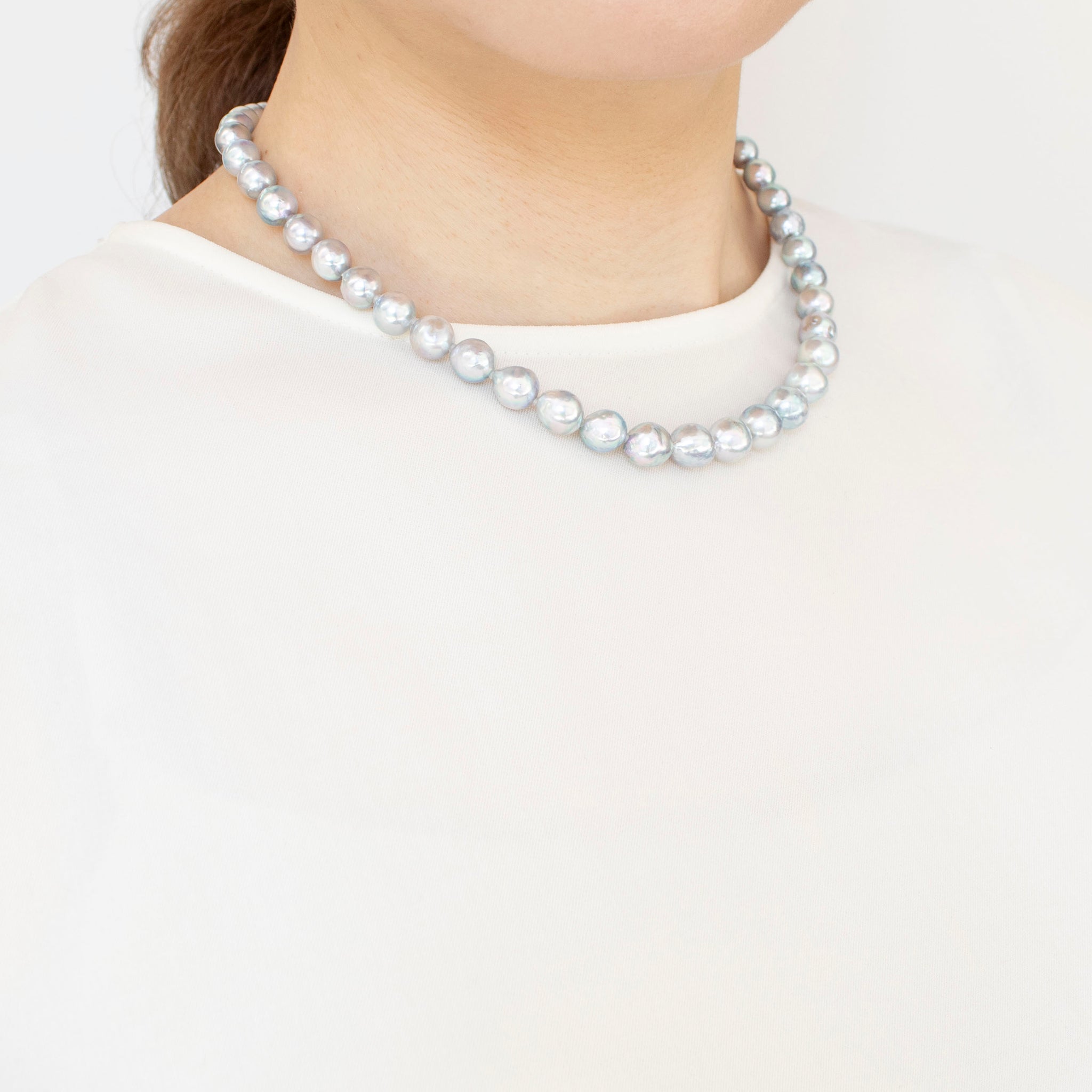 【限定1点】パール ネックレス(アコヤ真珠/ナチュラルブルー/6~9mm/6月誕生石)《24T10251》