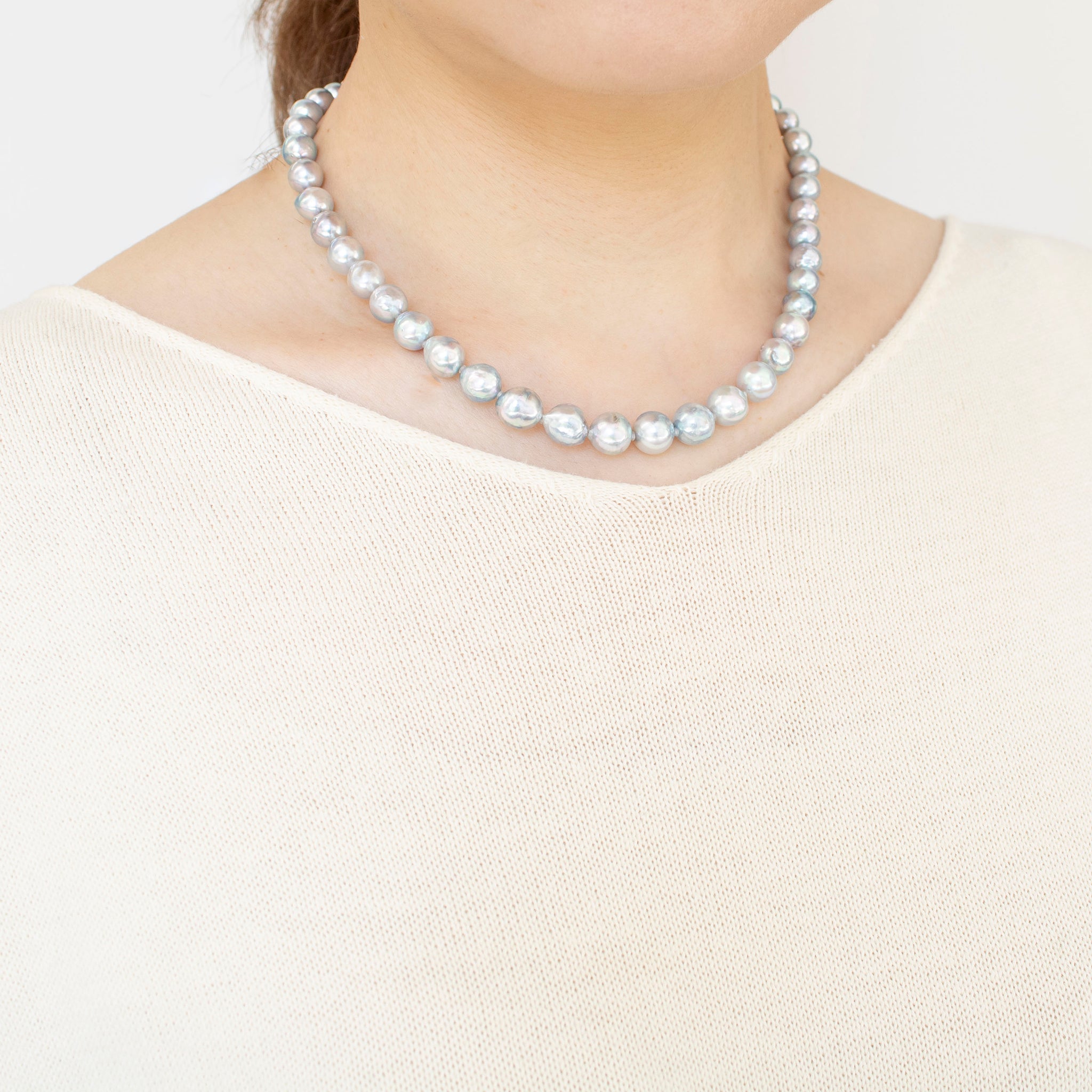 【限定1点】パール ネックレス(アコヤ真珠/ナチュラルブルー/6~9mm/6月誕生石)《24T10251》