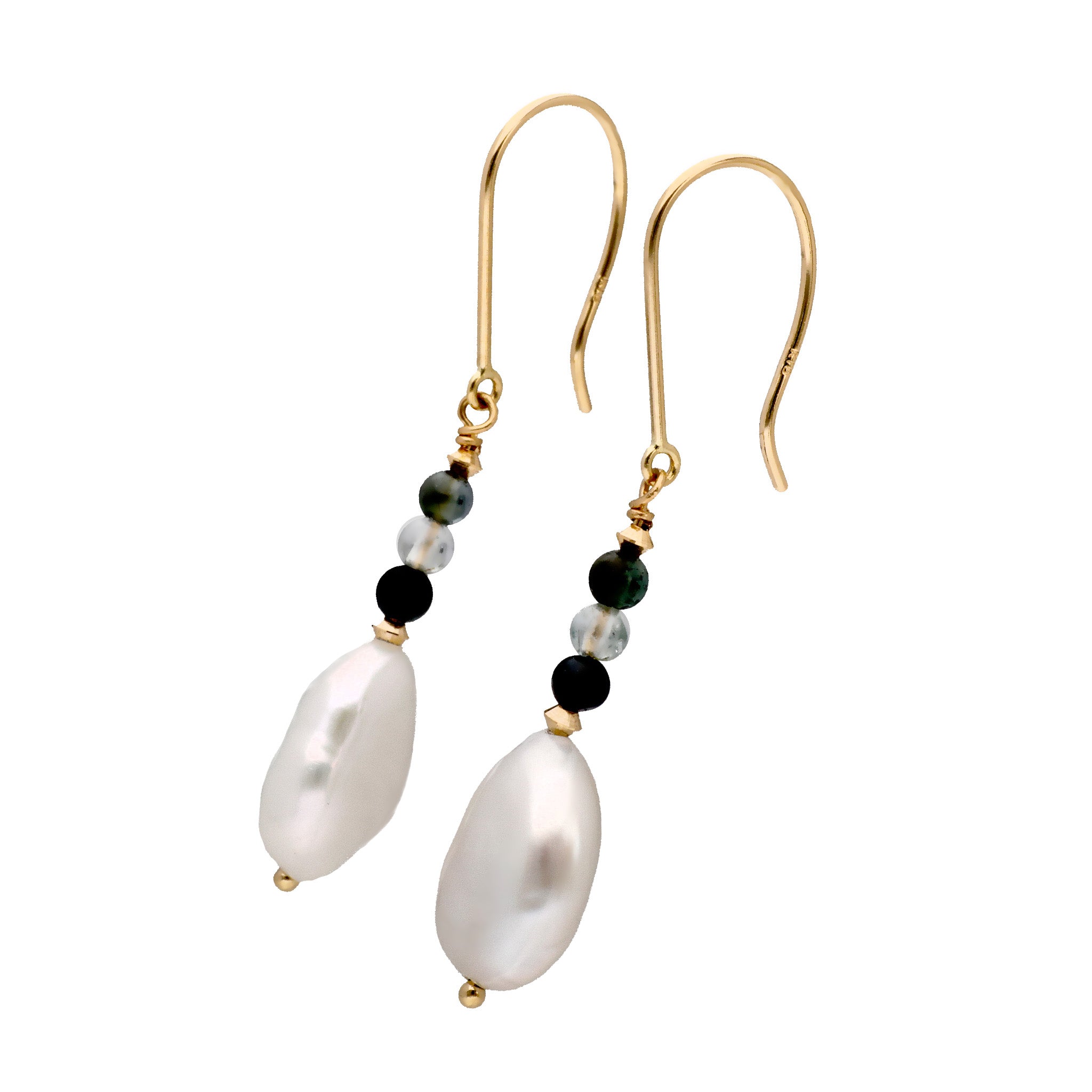 【限定5点】トルマリン/パール K18ピアス(淡水真珠/バロック)《24T10255》