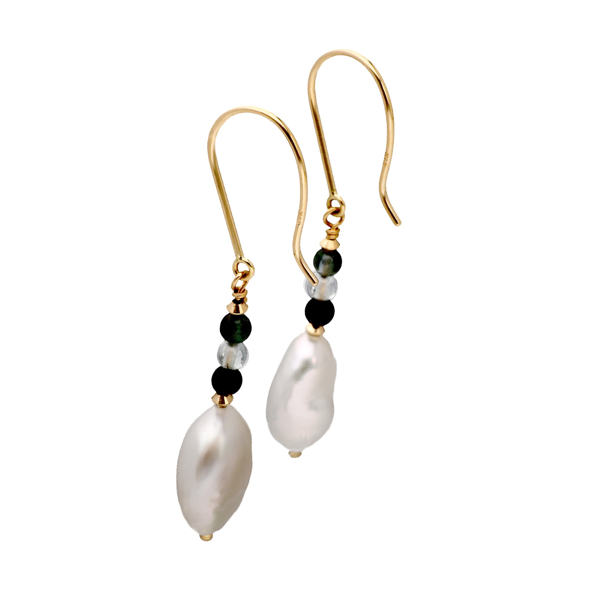 【限定5点】トルマリン/パール K18ピアス(淡水真珠/バロック)《24T10255》