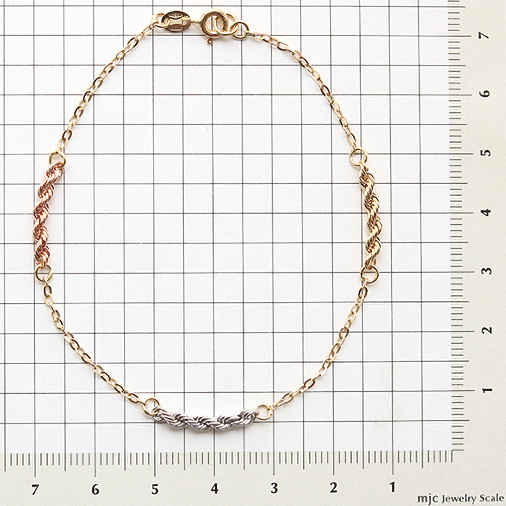 K18ブレスレット(スリーカラー/イタリア製)《24T10278》