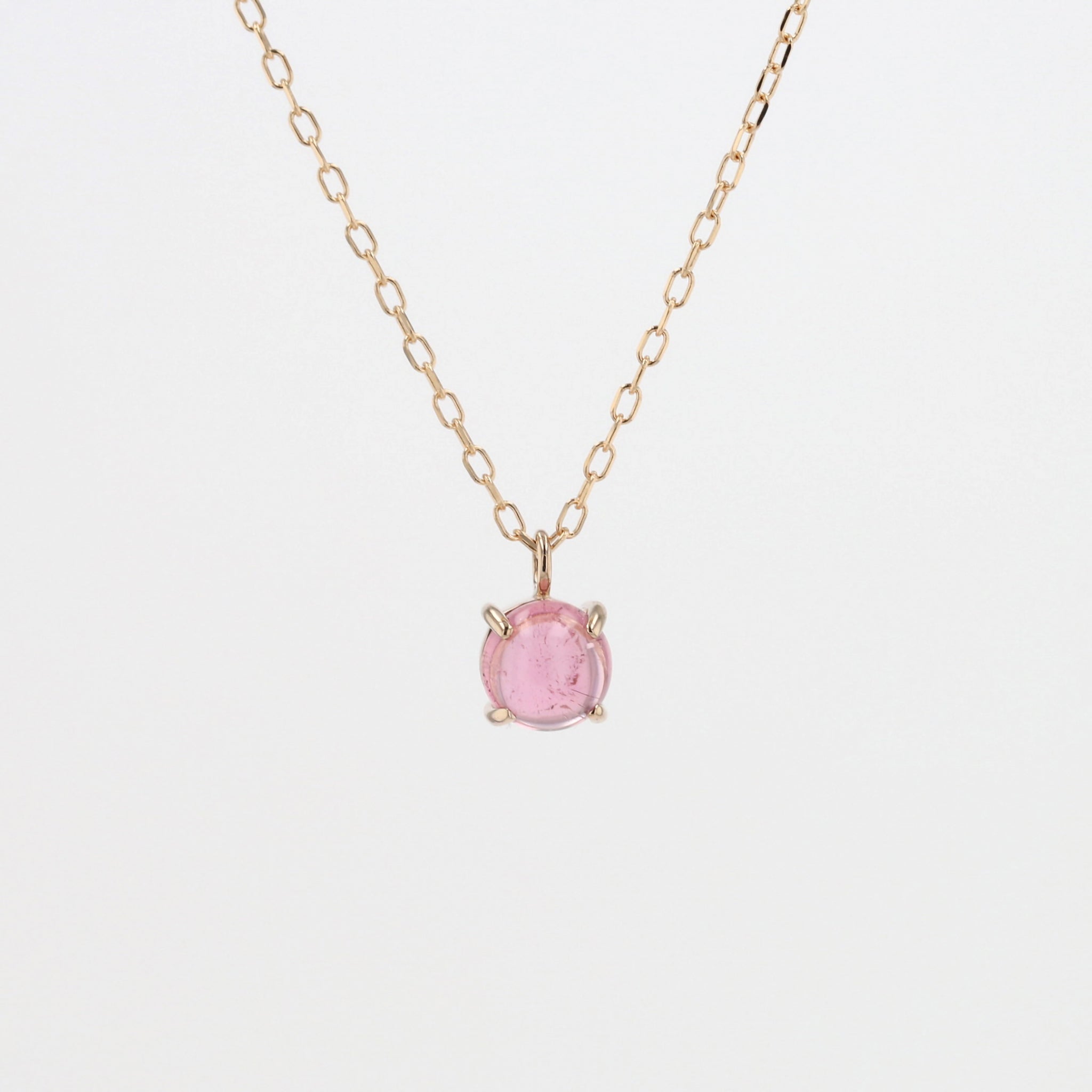 【限定1点】ピンクトルマリン K18ネックレス(カボション/10月誕生石)《24T10303》