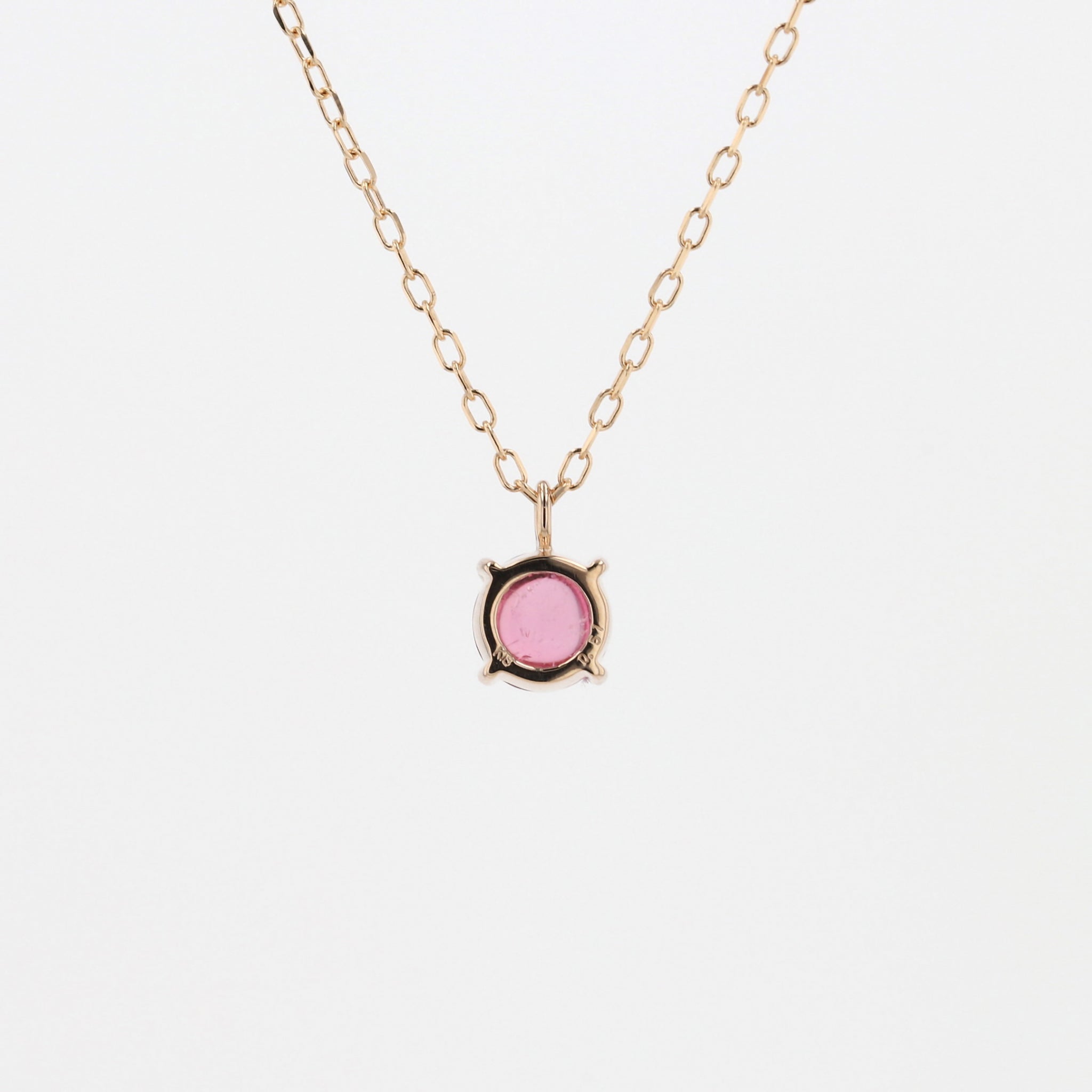 【限定1点】ピンクトルマリン K18ネックレス(カボション/10月誕生石)《24T10303》