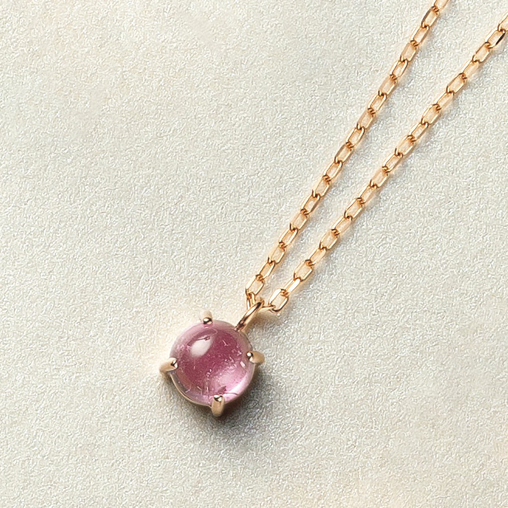 【限定1点】ピンクトルマリン K18ネックレス(カボション/10月誕生石)《24T10303》