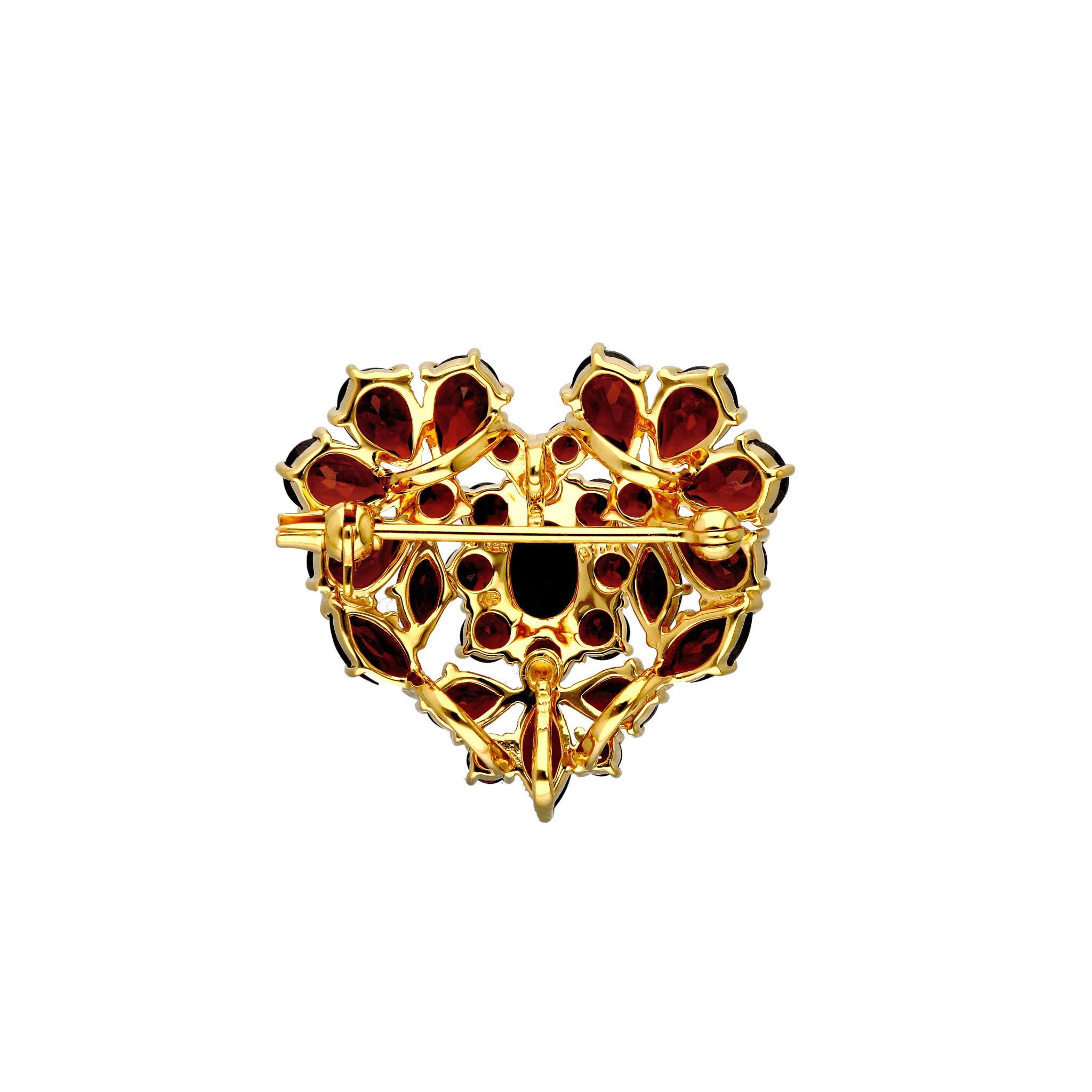 ガーネット シルバーブローチ兼ペンダントトップ(ハートモチーフ/1月誕生石)《24T10309》