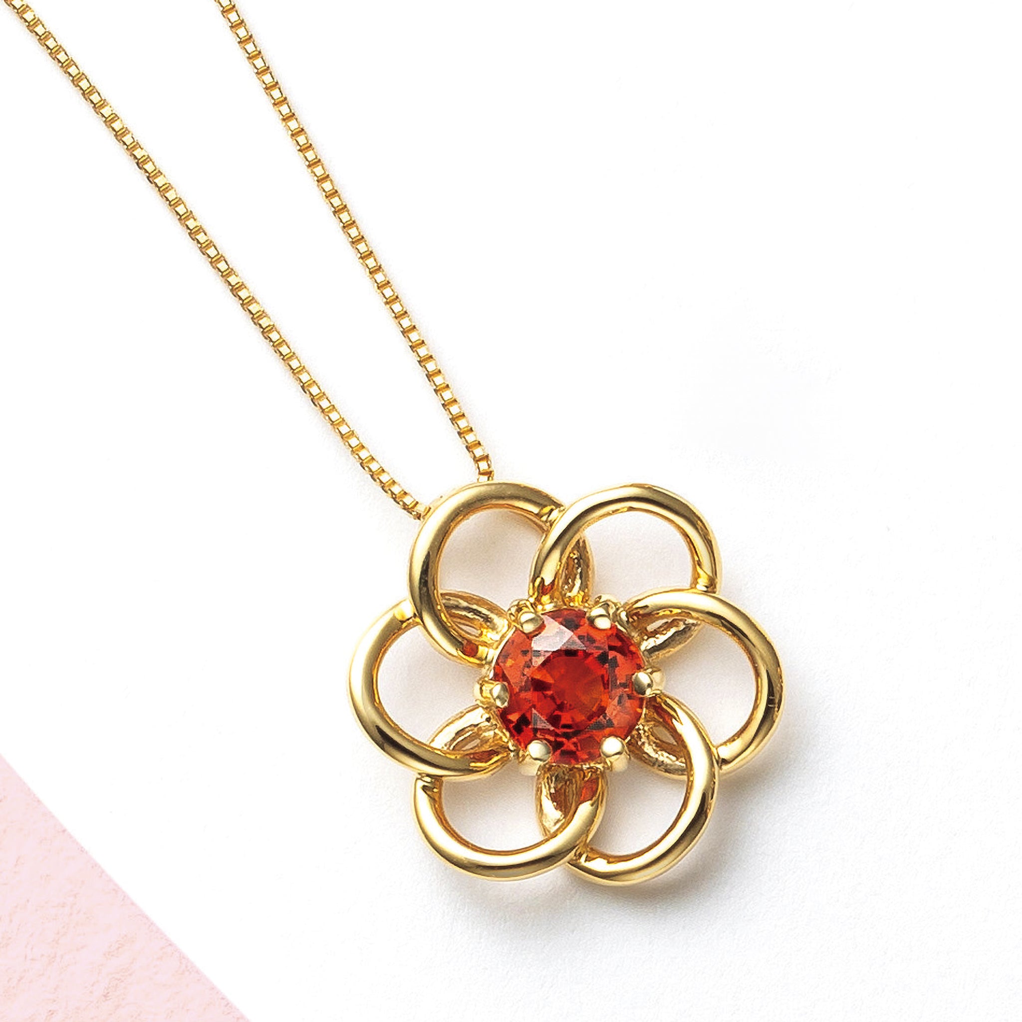 新品 スペサタイト(マンダリン) ガーネット ネックレス k18 yg