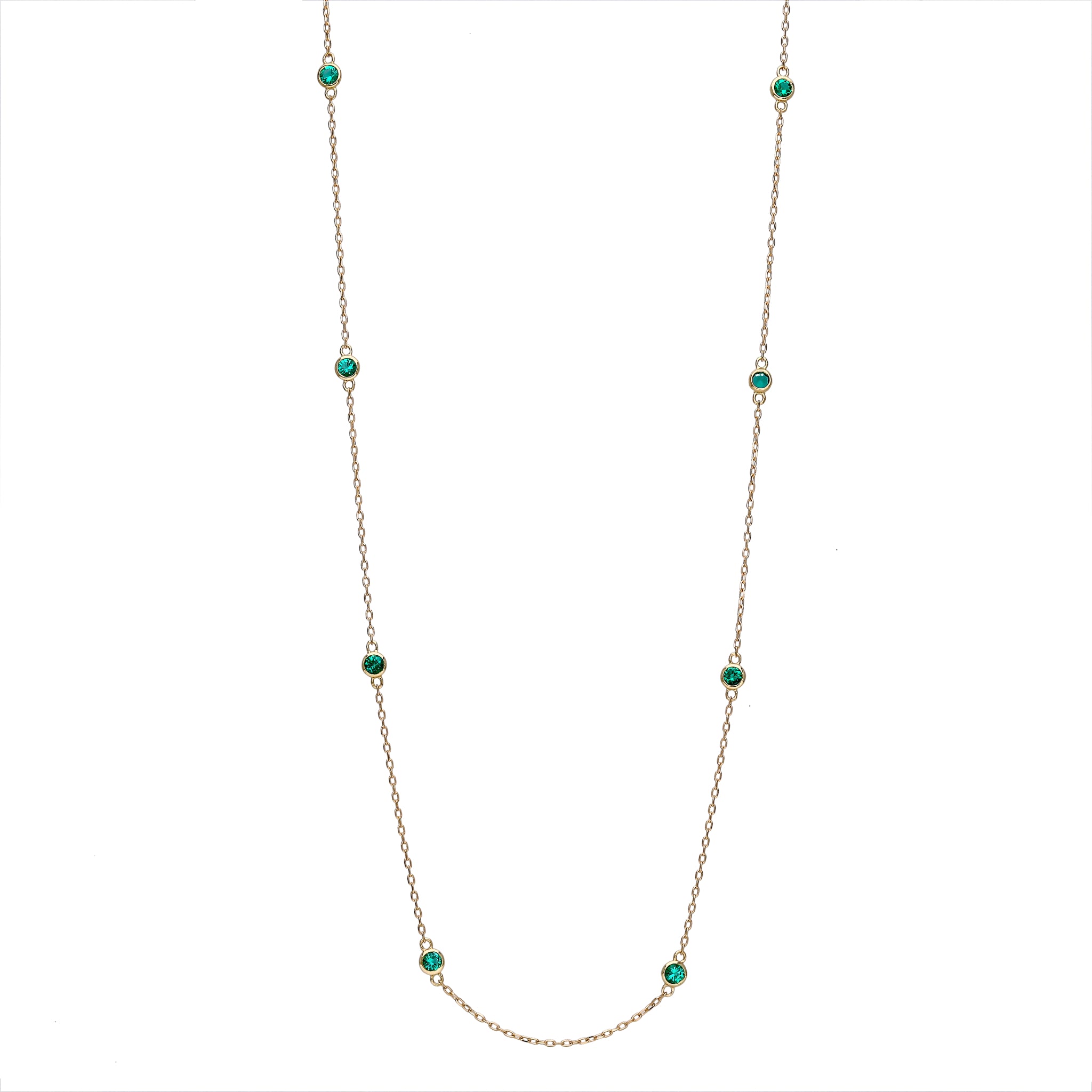 エメラルド K18ネックレス(クレサンベール/ステーション/計0.56ct/5月誕生石)≪KNKE6074≫