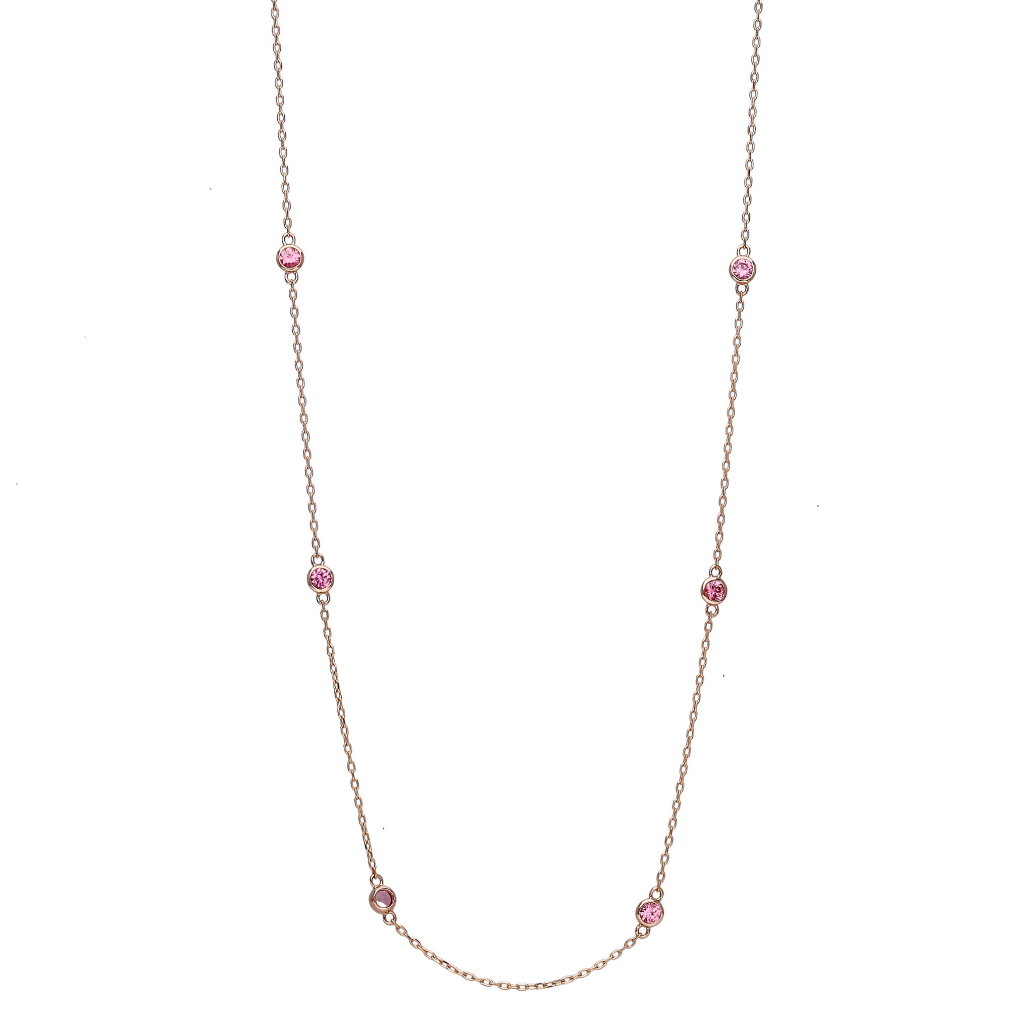 パパラチアサファイア K18ネックレス(クレサンベール/ステーション/計0.6ct/9月誕生石)≪KNKP6078≫