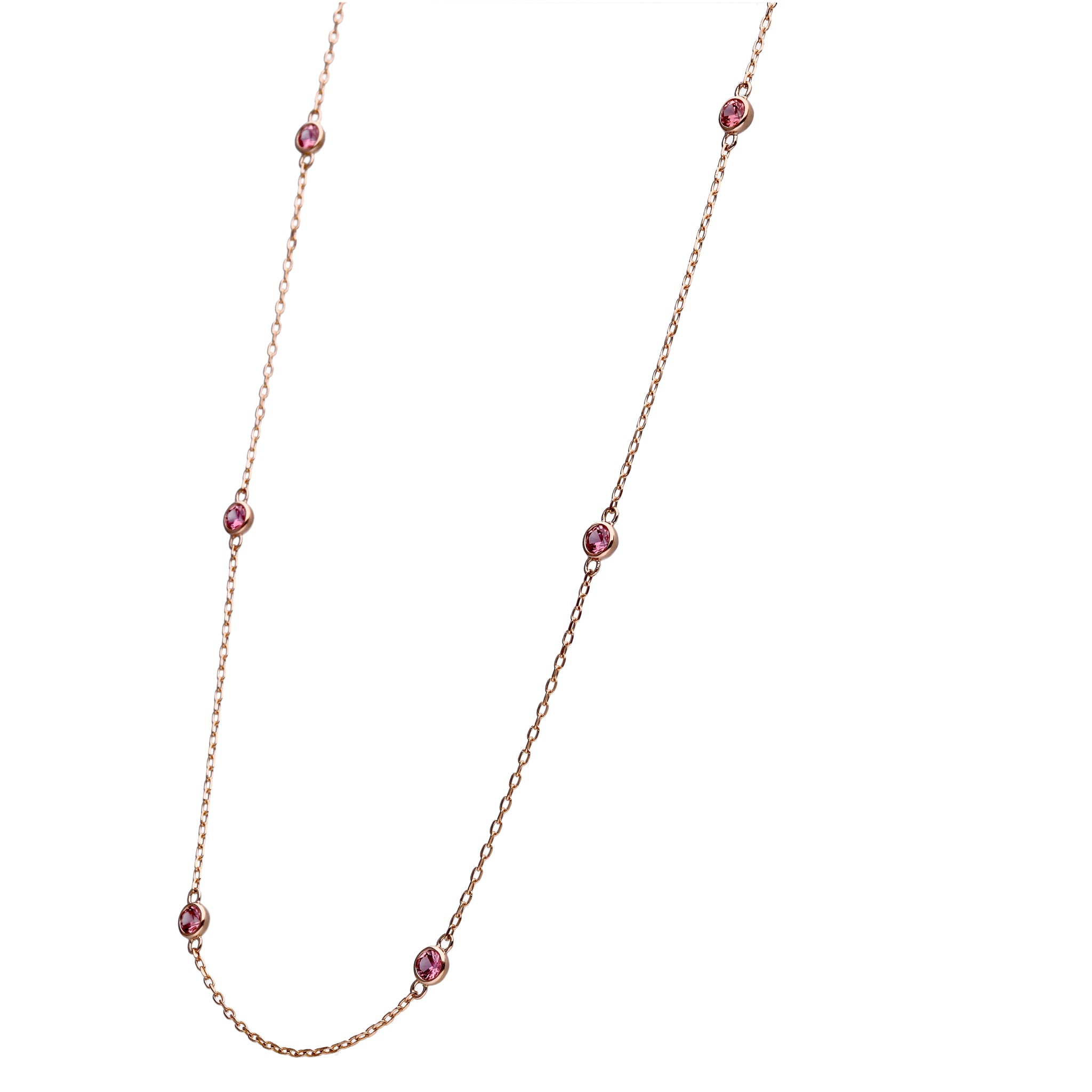 パパラチアサファイア K18ネックレス(クレサンベール/ステーション/計0.6ct/9月誕生石)≪KNKP6078≫