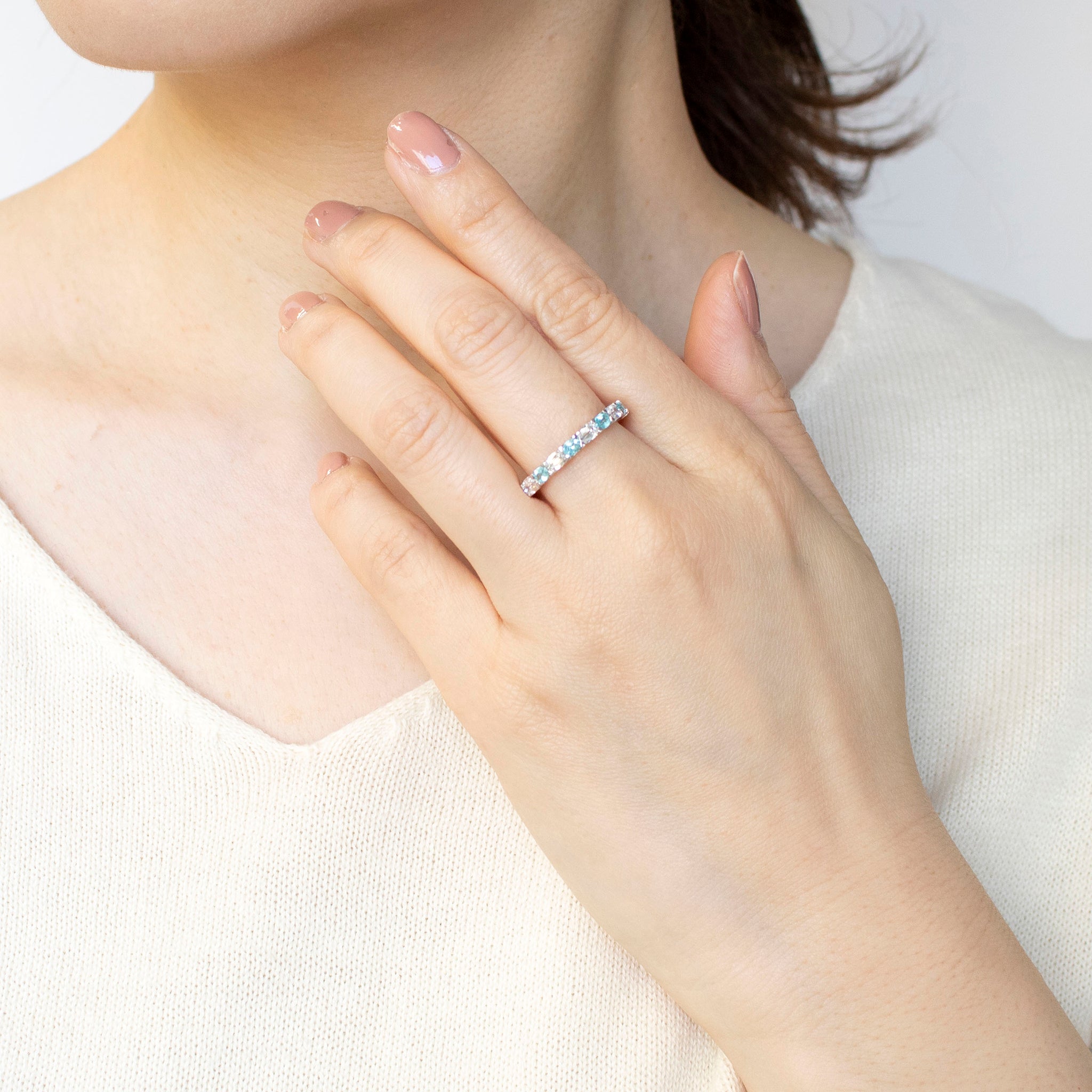 【限定1点】パライバトルマリン/ダイヤモンド プラチナリング(10月誕生石/鑑別書付)《25C30125》