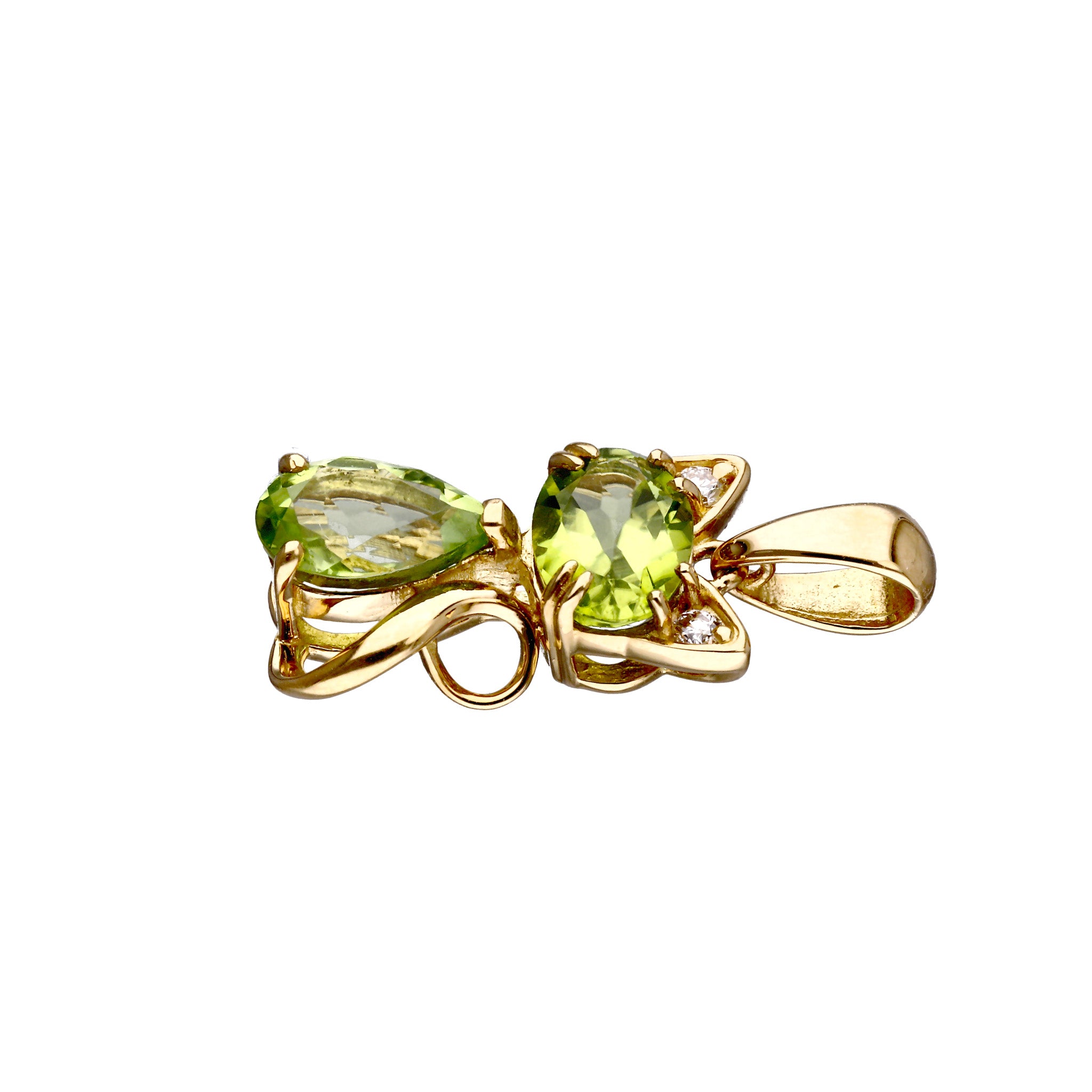 ペリドット K18ペンダントトップ(ネコモチーフ/8月誕生石)《25C40106》