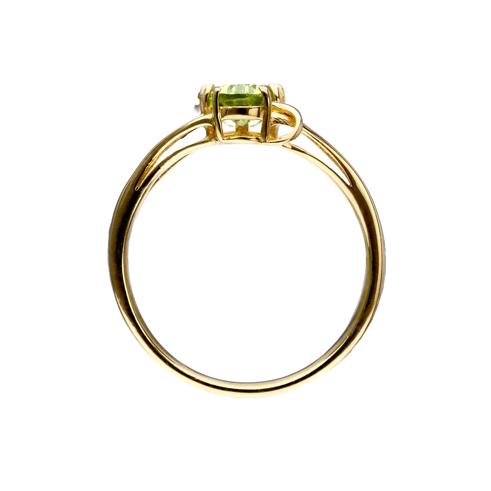 ペリドット K18リング(ネコモチーフ/8月誕生石)《25C40107》