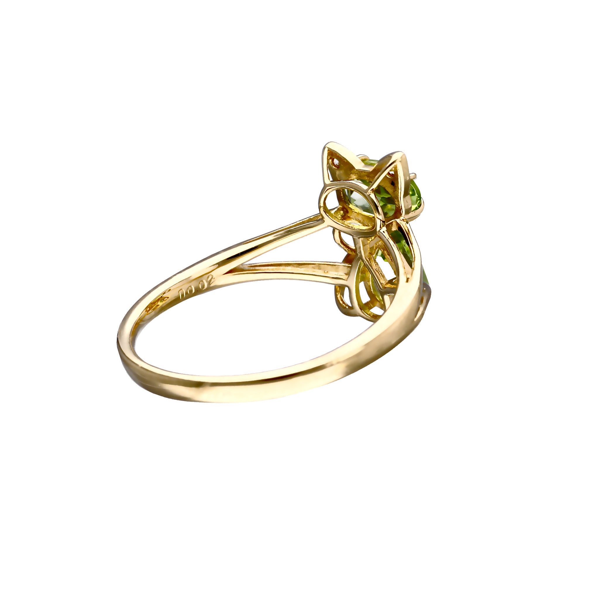 ペリドット K18リング(ネコモチーフ/8月誕生石)《25C40107》