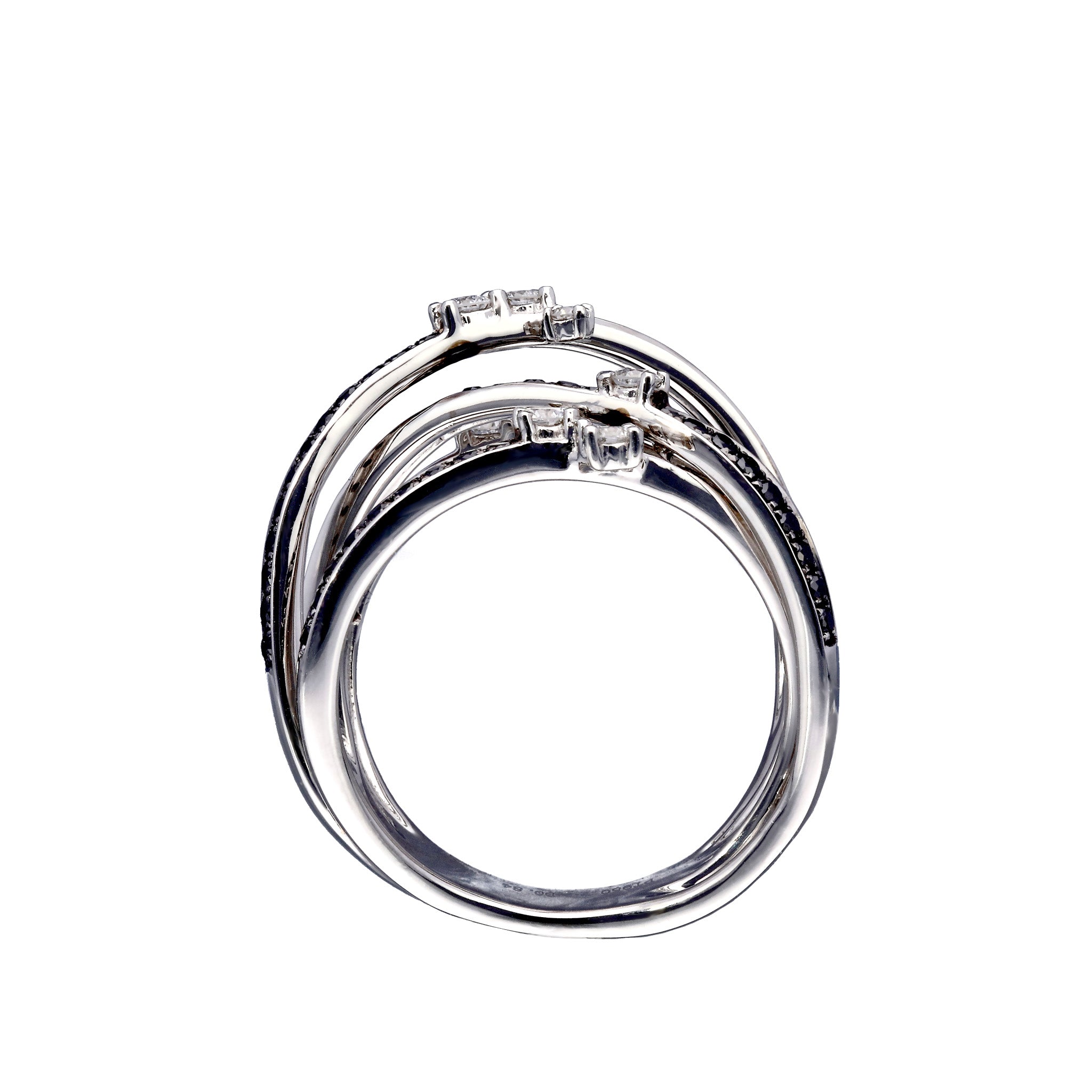 ブラックダイヤモンド/ダイヤモンド プラチナリング(鑑別書付/4月誕生石)《25C60111》