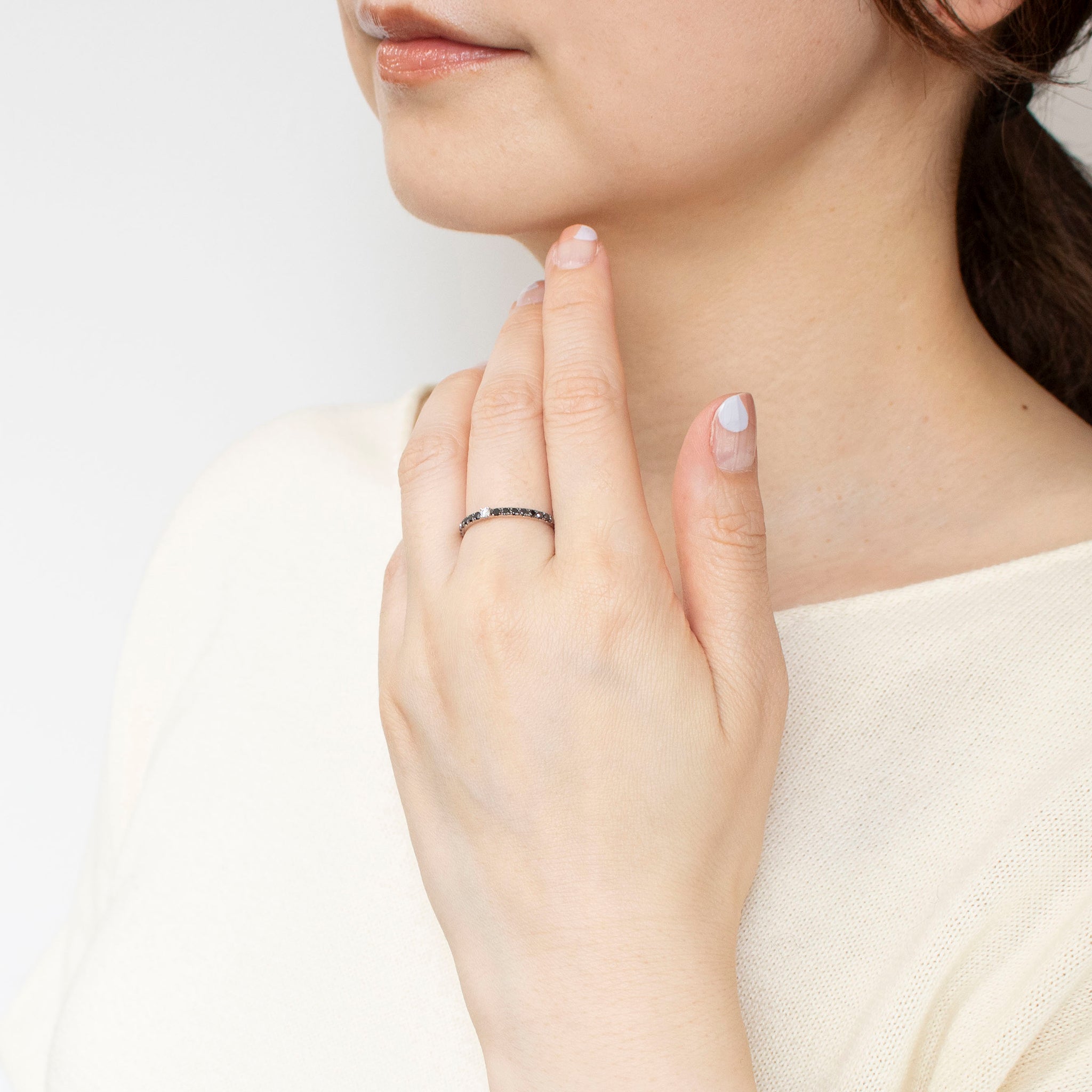 ブラックダイヤモンド/ダイヤモンド プラチナリング(4月誕生石)《25C60112》