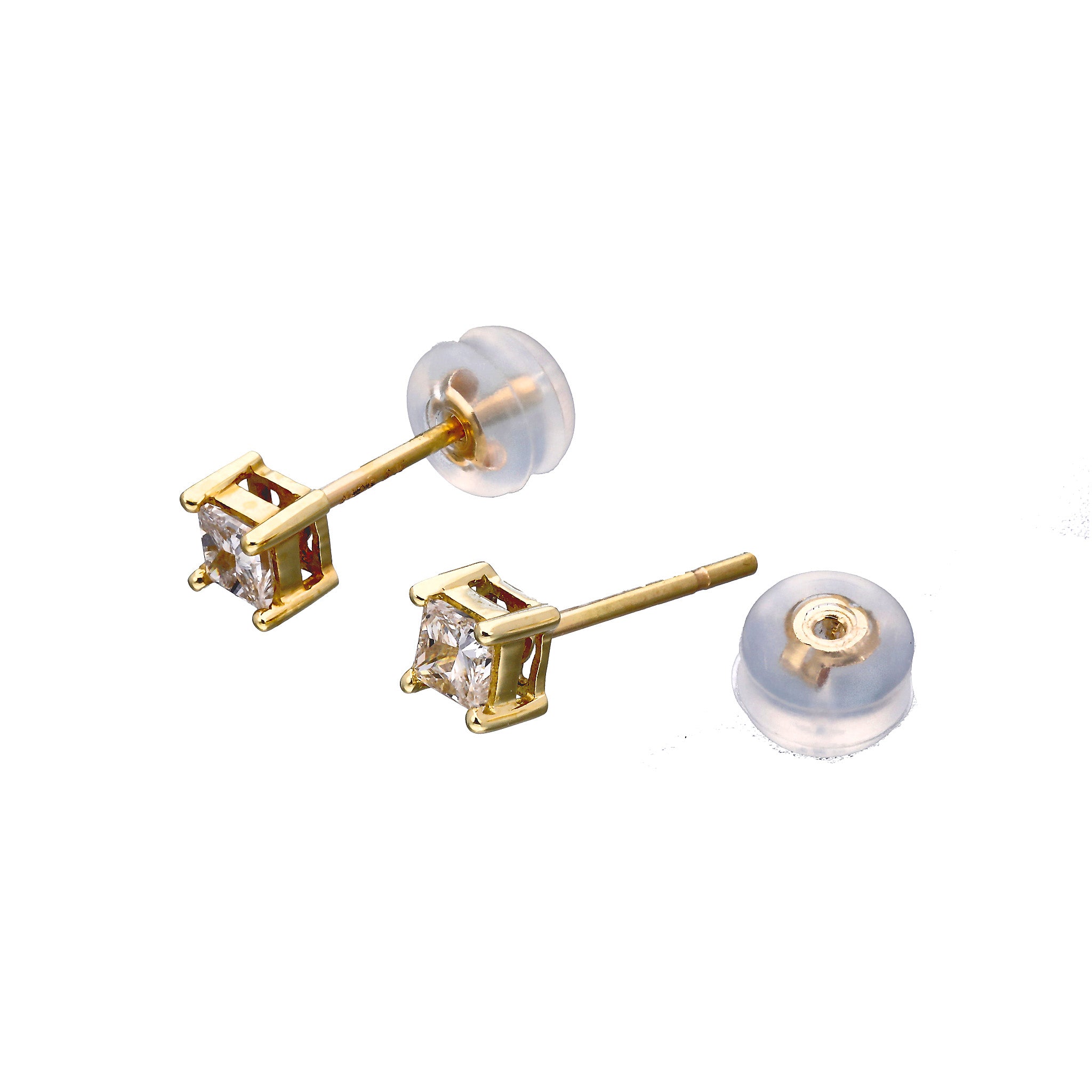 ダイヤモンド K18ピアス(プリンセスカット/4月誕生石)《25C60117》