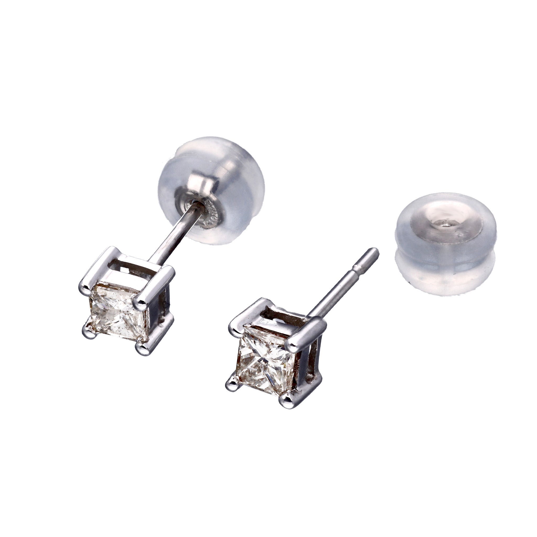 ダイヤモンド K18ピアス(プリンセスカット/4月誕生石)《25C60118》