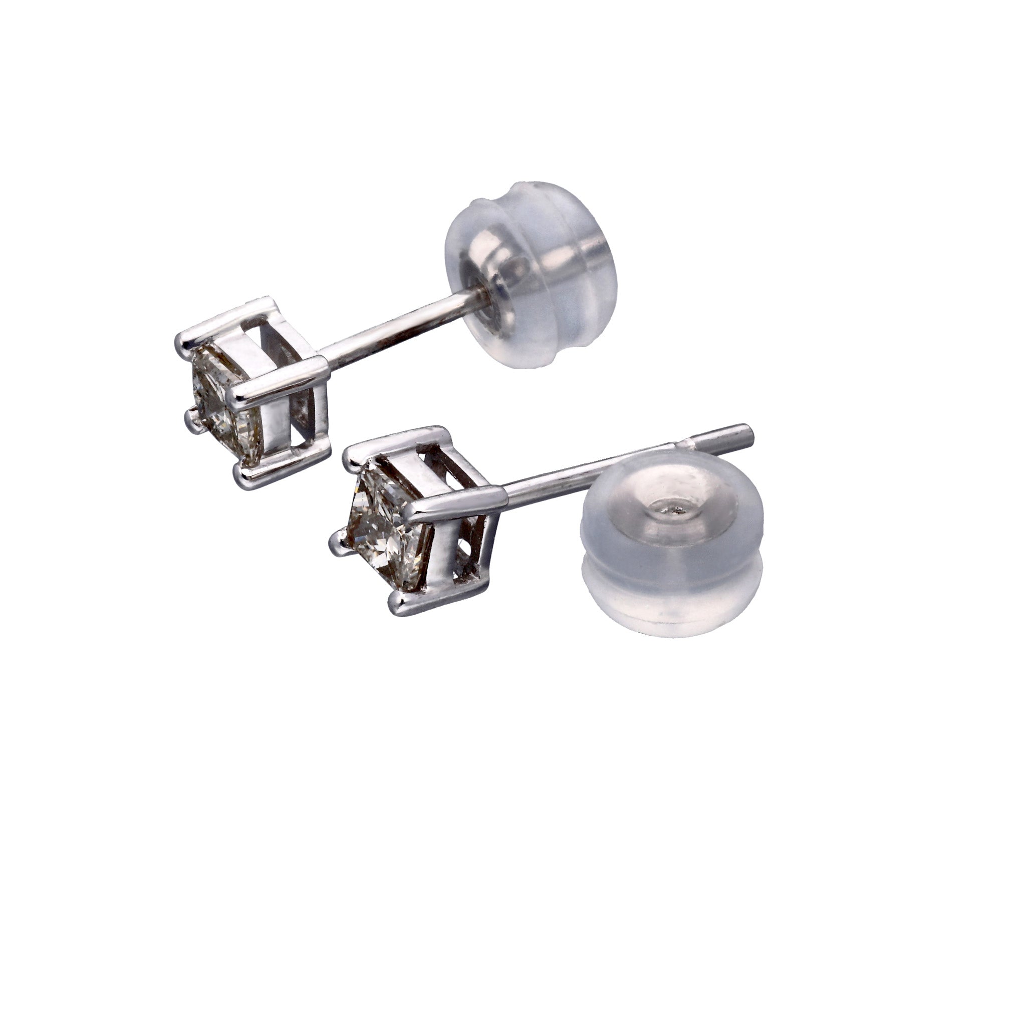 ダイヤモンド K18ピアス(プリンセスカット/4月誕生石)《25C60118》