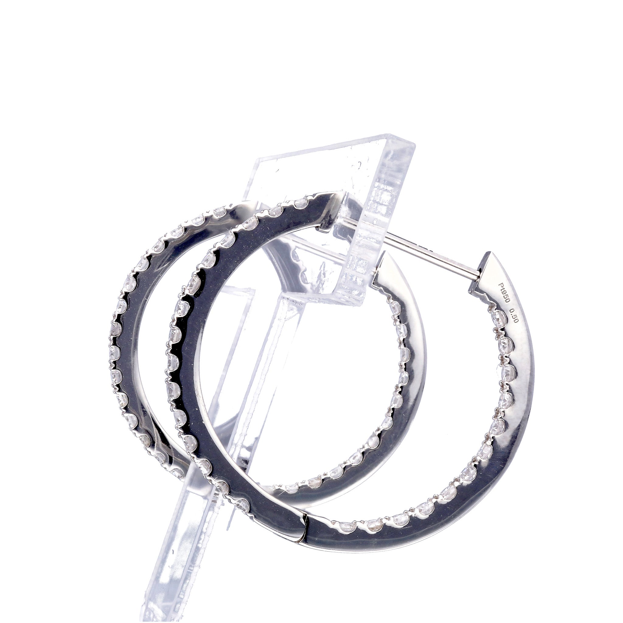 ダイヤモンド プラチナピアス(計1.0カラット/フープ/4月誕生石)《25C60125》