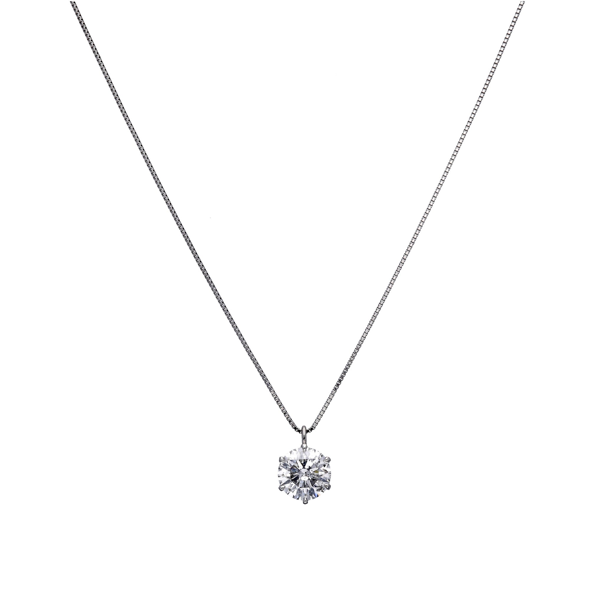 ダイヤモンド プラチナネックレス(2.0カラット/Eカラー/I1/EX/一粒/グレーディングレポート付/4月誕生石)《25C60129》