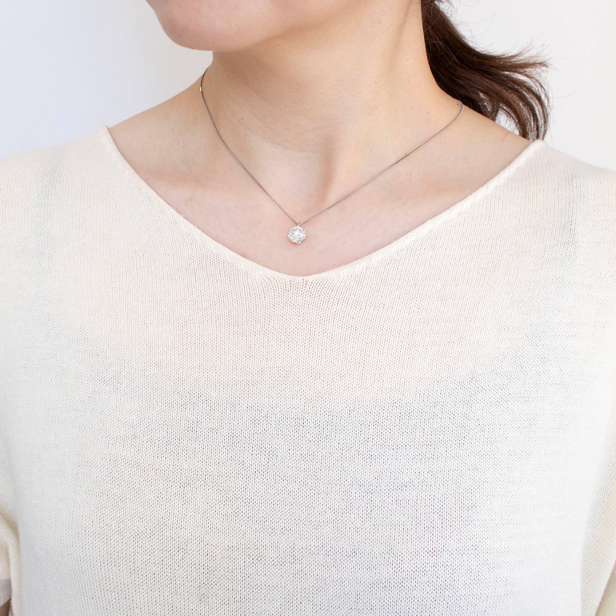 ダイヤモンド プラチナネックレス(2.0カラット/Eカラー/I1/EX/一粒/グレーディングレポート付/4月誕生石)《25C60129》