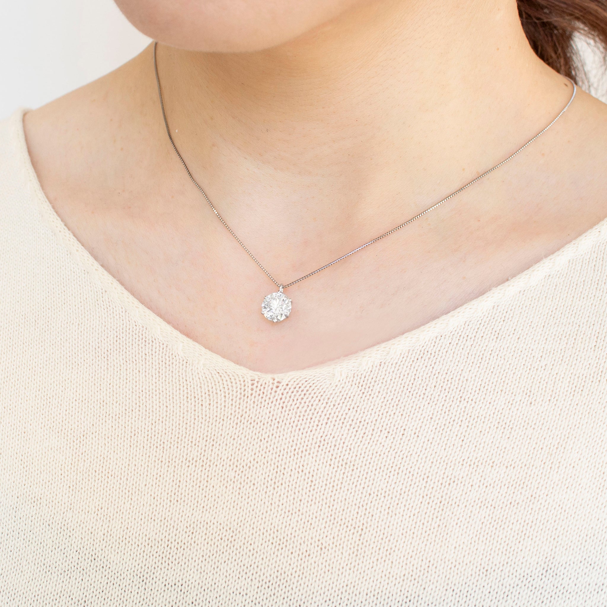 ダイヤモンド プラチナネックレス(2.0カラット/Eカラー/I1/EX/一粒/グレーディングレポート付/4月誕生石)《25C60129》