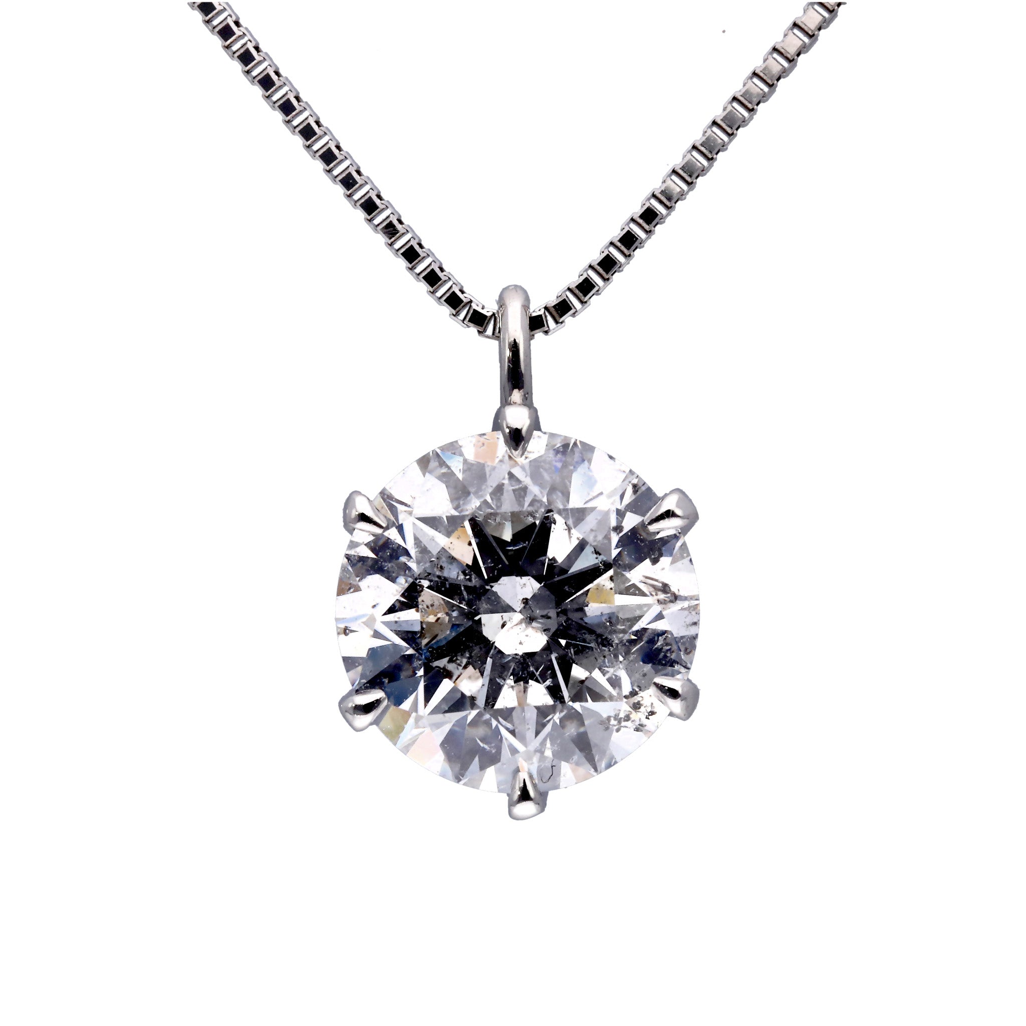 ダイヤモンド プラチナネックレス(2.0カラット/Eカラー/I1/EX/一粒/グレーディングレポート付/4月誕生石)《25C60129》