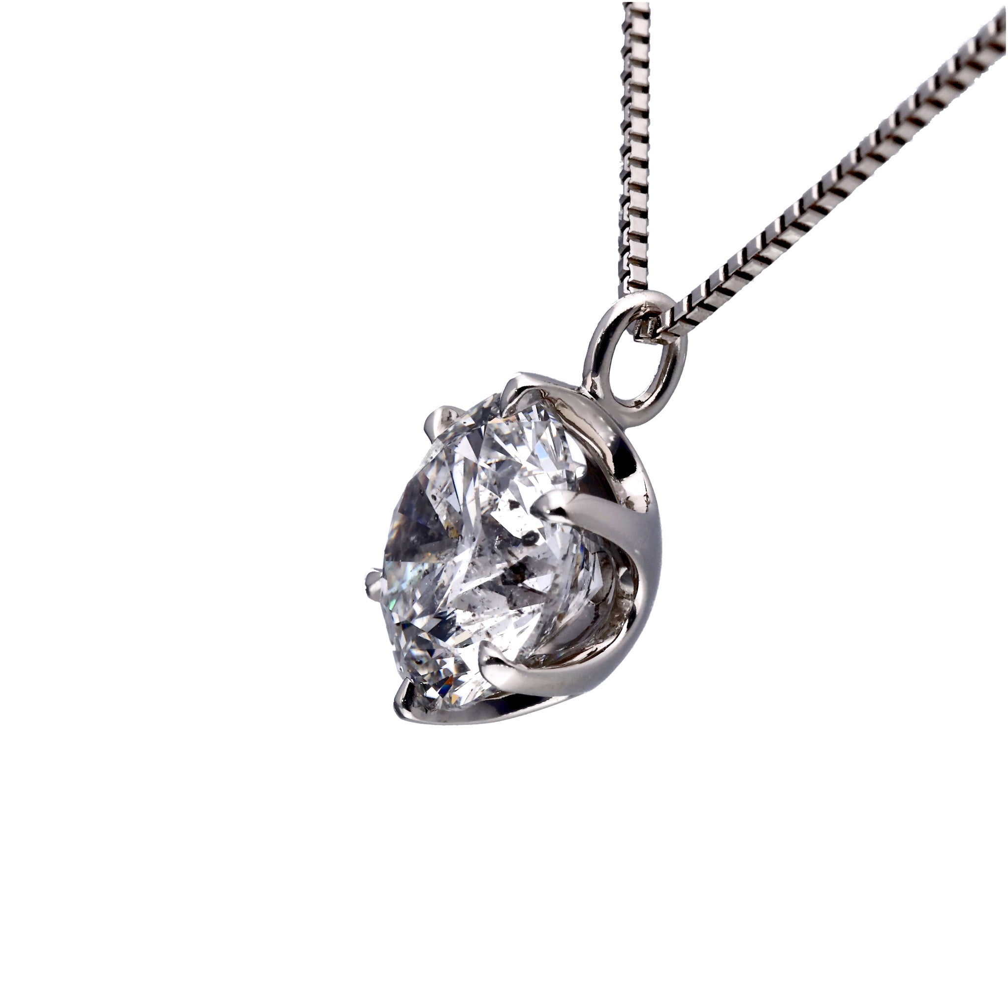 ダイヤモンド プラチナネックレス(2.0カラット/Eカラー/I1/EX/一粒/グレーディングレポート付/4月誕生石)《25C60129》