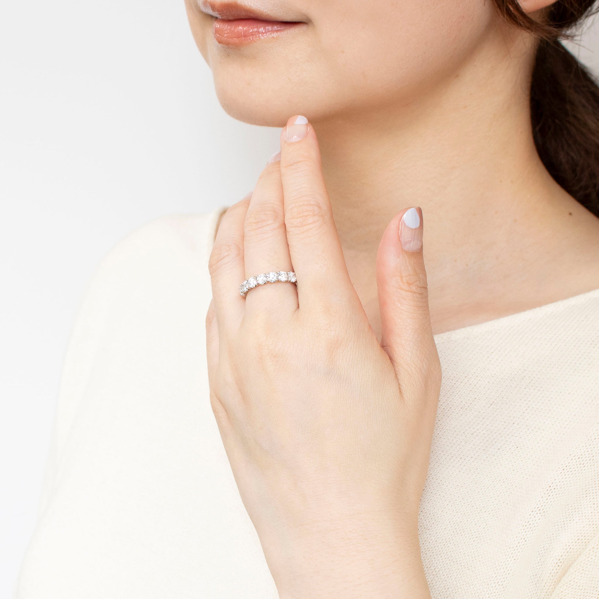 ダイヤモンド プラチナリング(計1.0カラット/Dカラー/VS2/EX/ハーフエタニティ/グレーディングレポート付/4月誕生石)《25C60130》