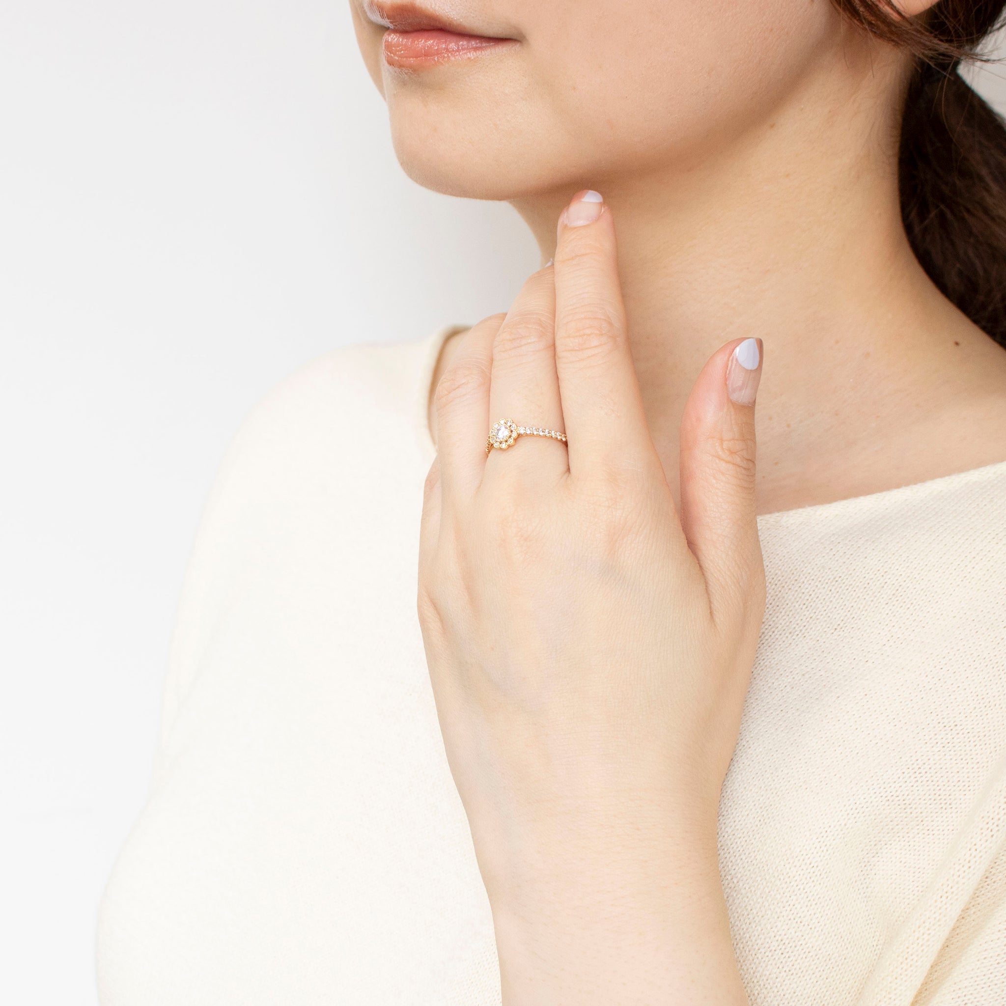 ダイヤモンド K18リング(0.15カラット/Dカラー/SI2/EX/グレーディングレポート付/4月誕生石)《25C60132》