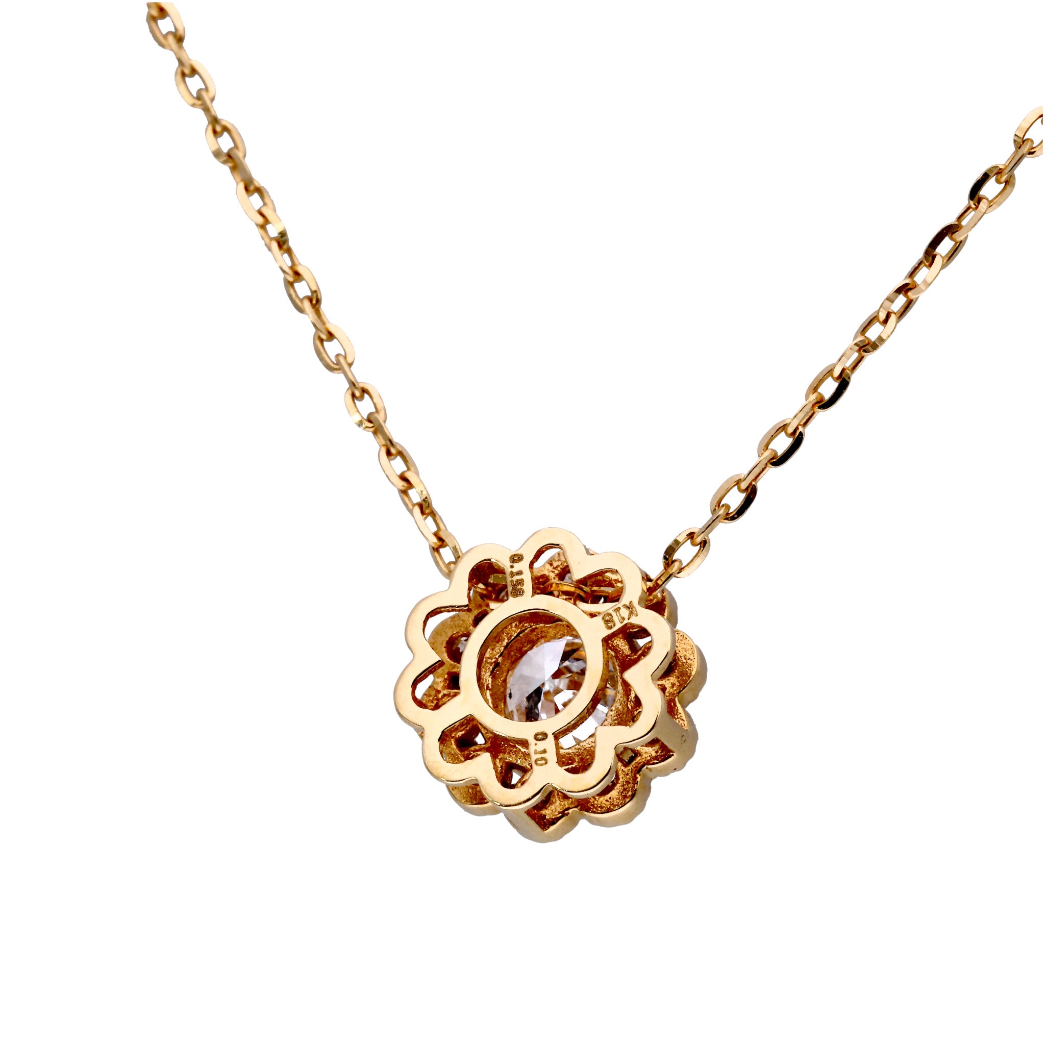 ダイヤモンド K18ネックレス(0.15カラット/Dカラー/SI2/EX/グレーディングレポート付/4月誕生石)《25C60133》