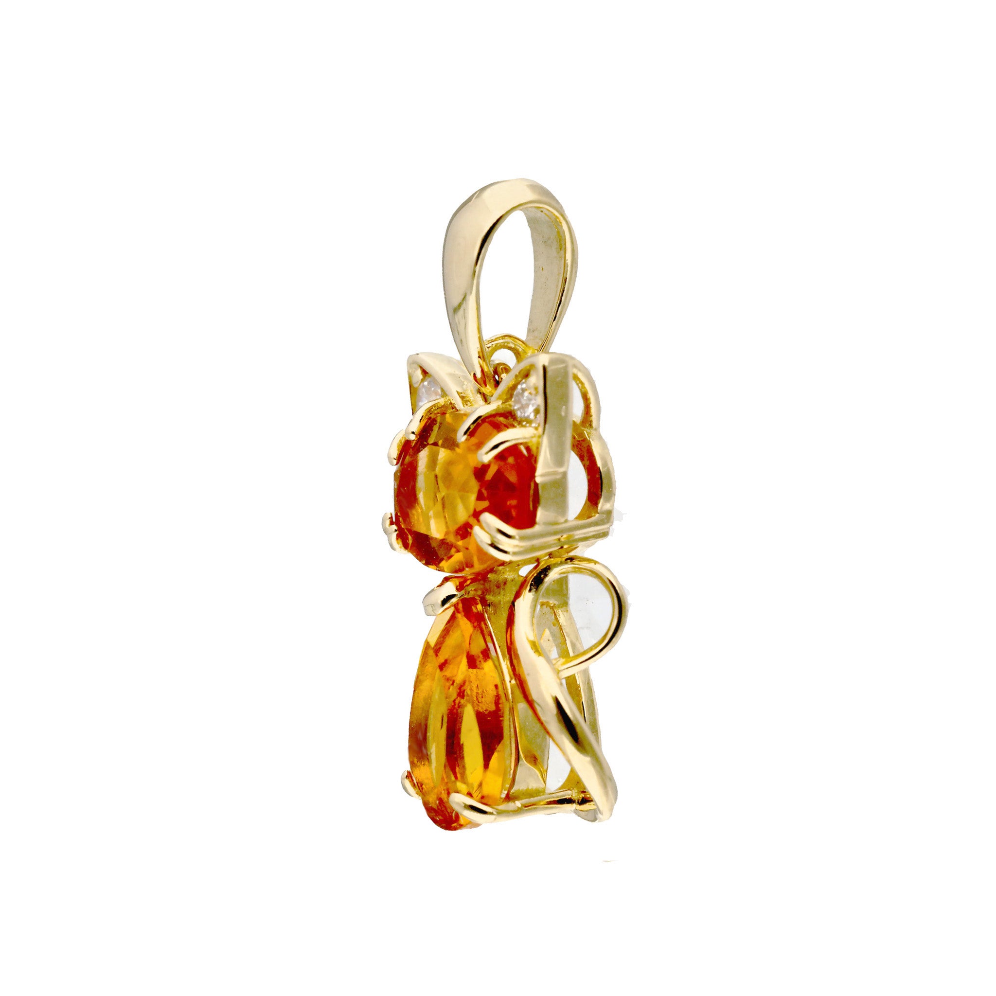 シトリン K18ペンダントトップ(ネコモチーフ/11月誕生石)《25C70111》