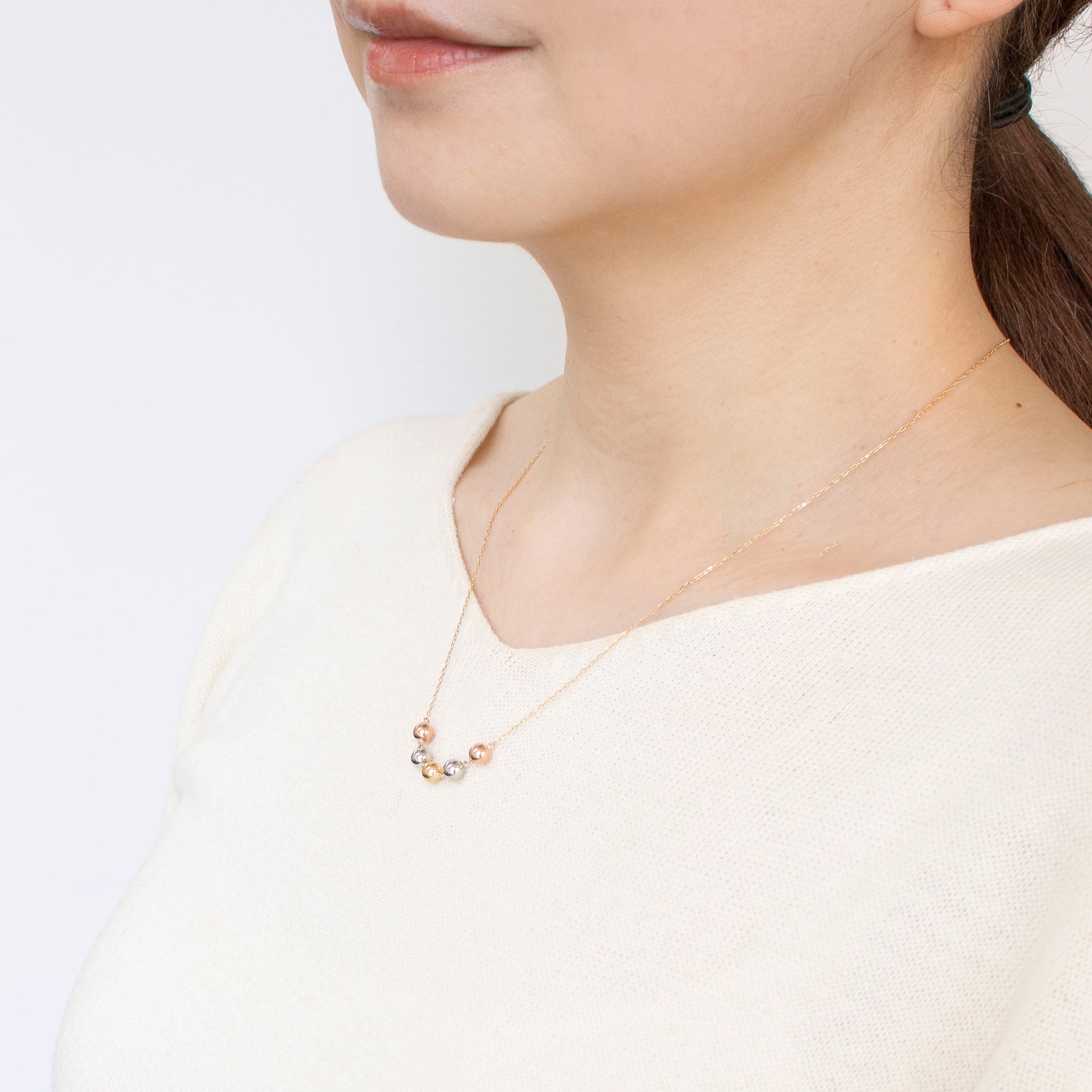 K18/プラチナネックレス(スリーカラー)《25C70117》