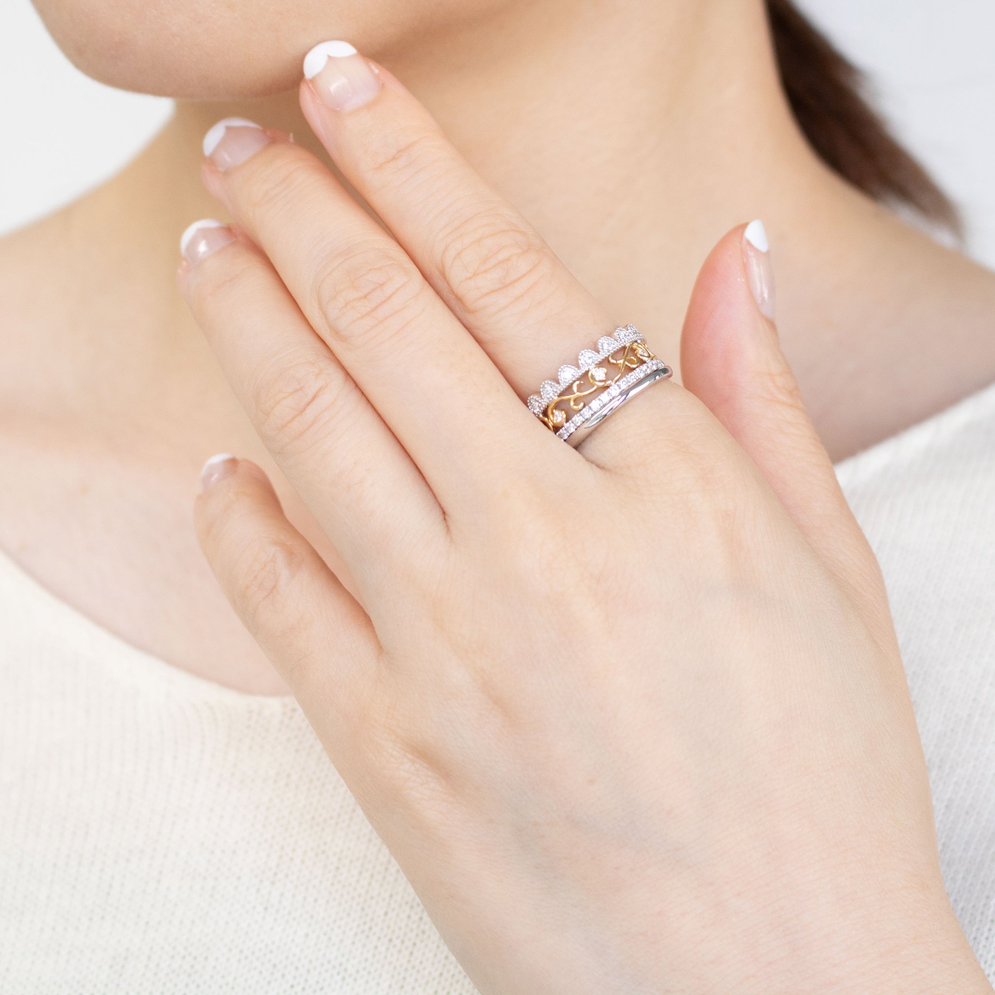 ダイヤモンド プラチナ/K18リング(コンビカラー/4月誕生石/鑑別書付)《25C80101》