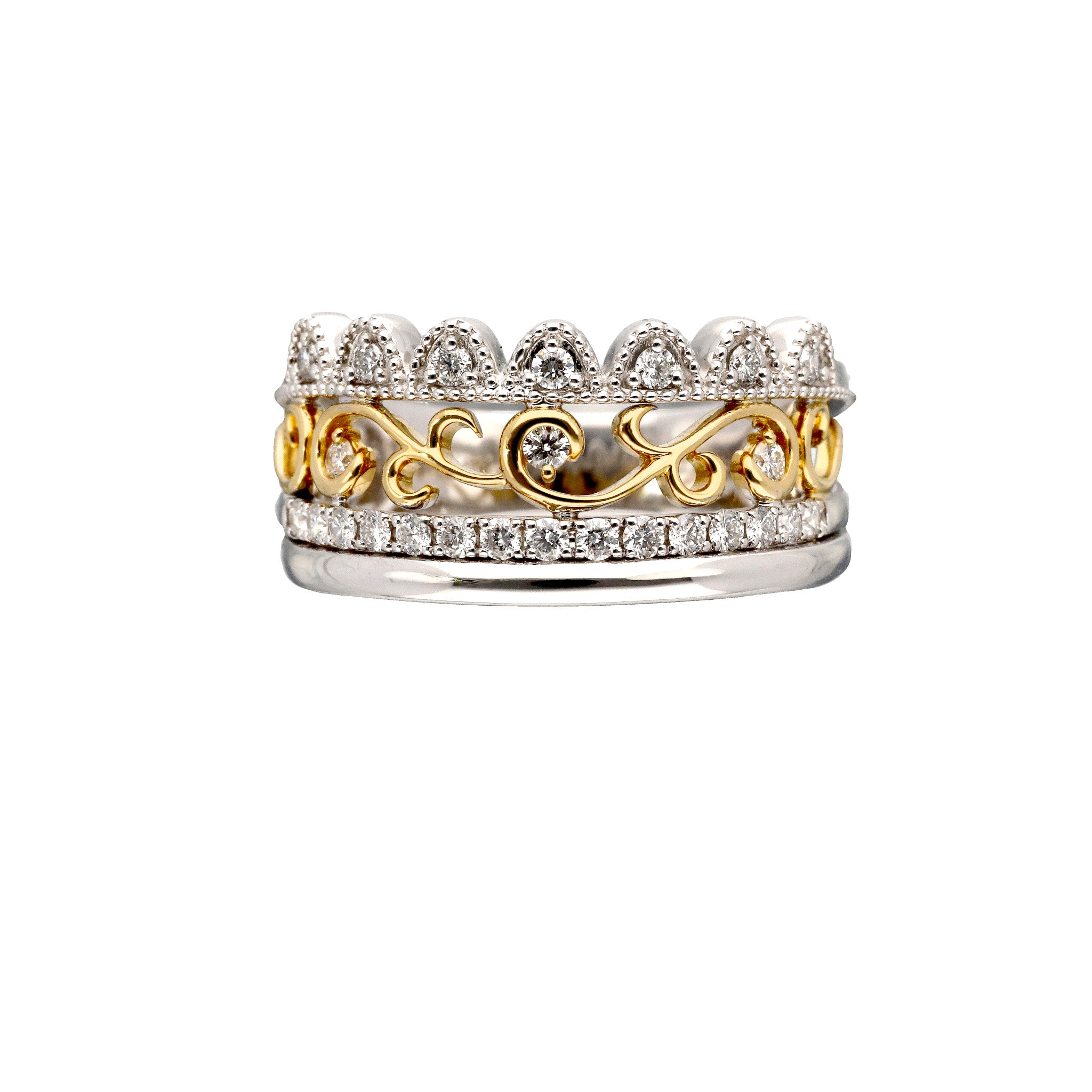 ダイヤモンド プラチナ/K18リング(コンビカラー/4月誕生石/鑑別書付)《25C80101》