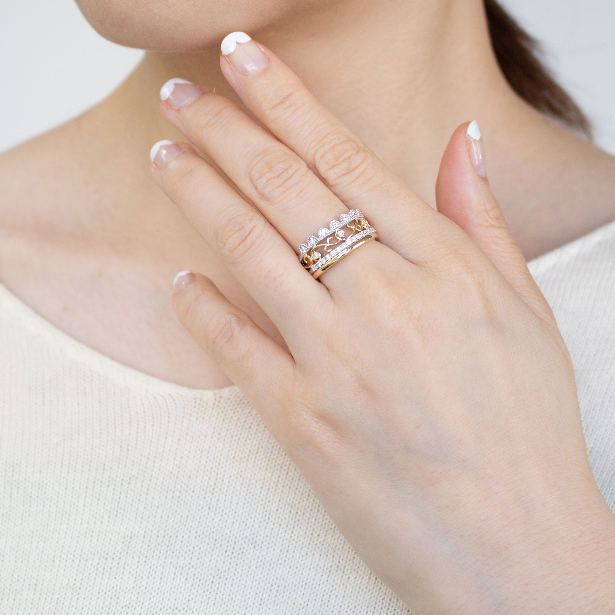 ダイヤモンド プラチナ/K18リング(コンビカラー/4月誕生石/鑑別書付)《25C80102》