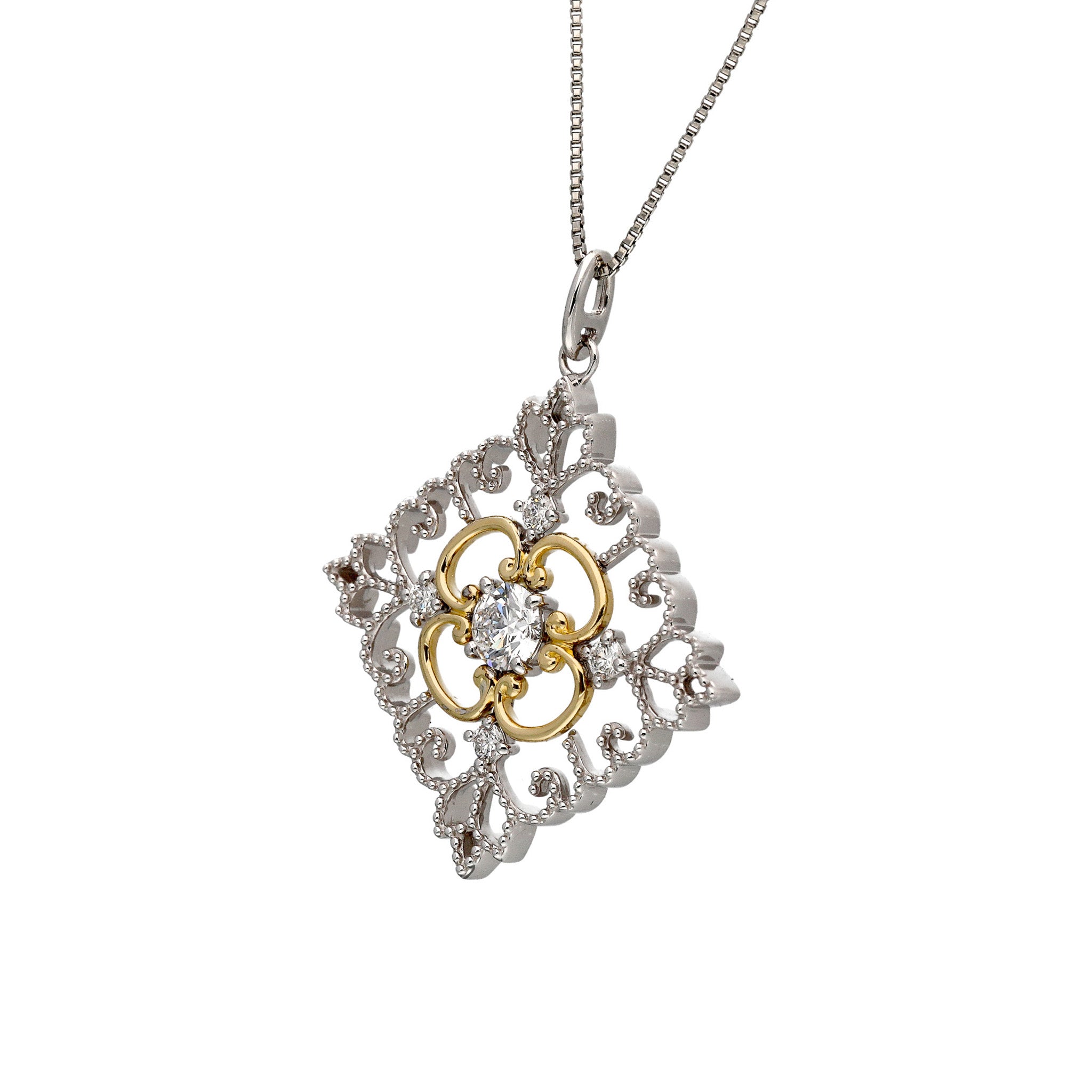 ダイヤモンド プラチナ/K18ネックレス(0.20カラット/Dカラー/SI2/EX/コンビカラー/4月誕生石/グレーディングレポート付)《25C80103》