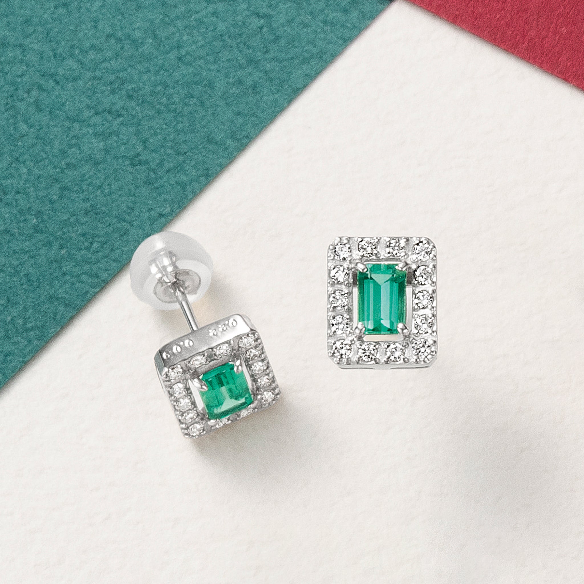 限定1点】エメラルド/ダイヤモンド プラチナピアス(5月誕生石/鑑別書付