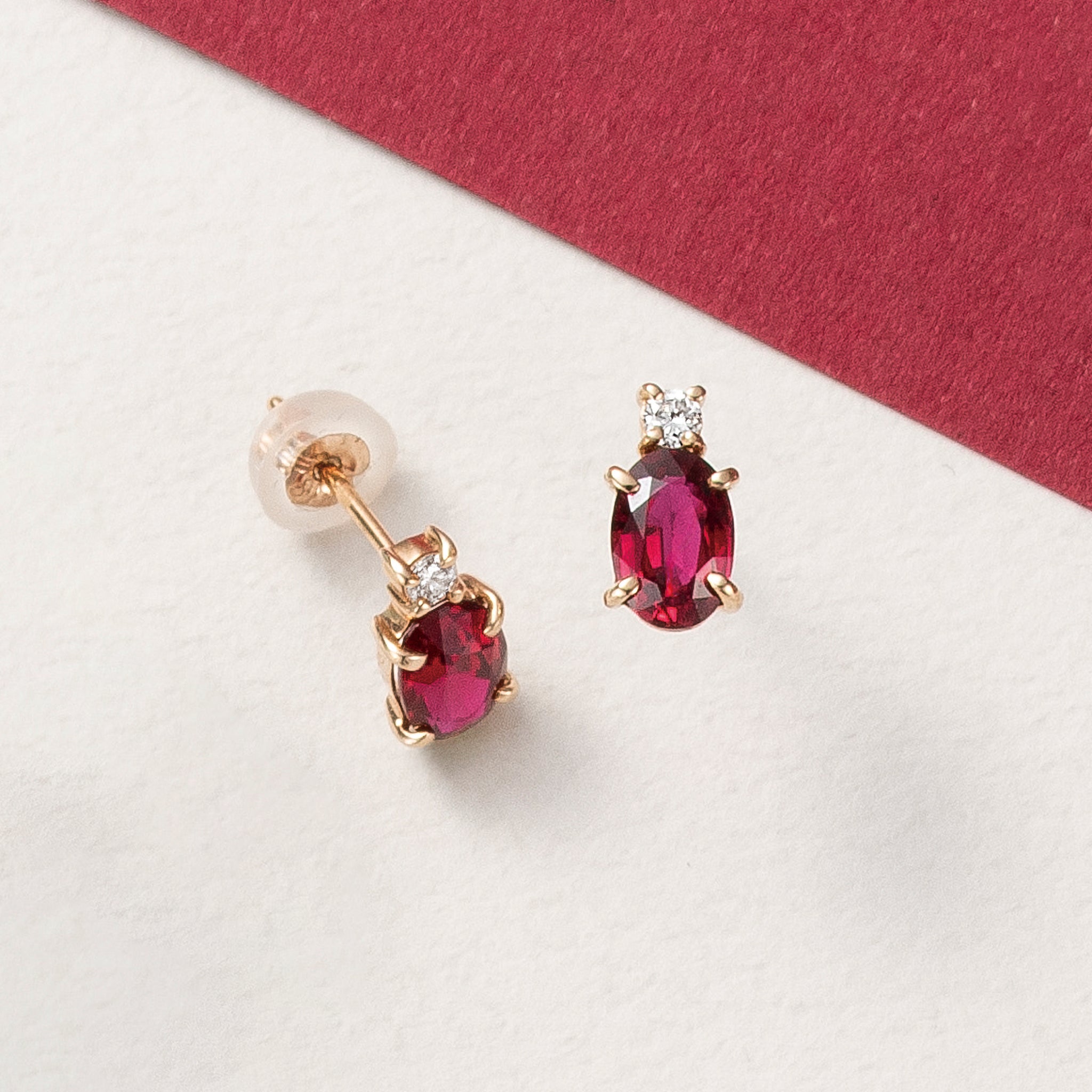 【限定1点】ルビー/ダイヤモンド K18ピアス(ノーヒート/非加熱/ピジョンブラッド/7月誕生石/鑑別書付)《25C80110》