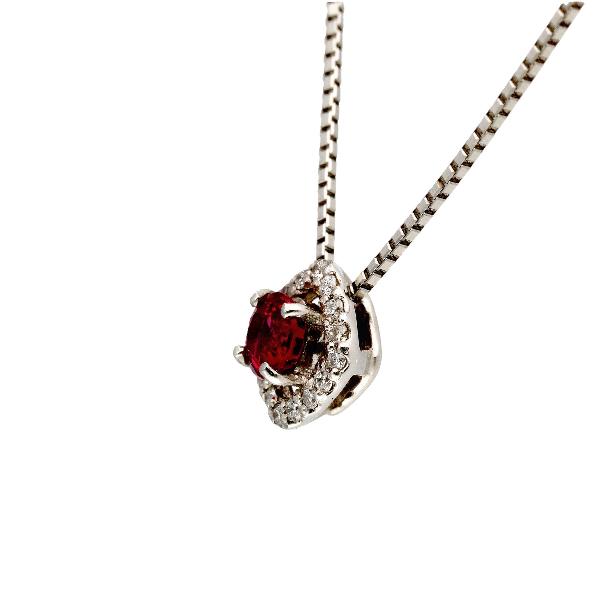 【限定1点】ルビー/ダイヤモンド プラチナネックレス(ノーヒート/非加熱/ピジョンブラッド/7月誕生石/鑑別書付)《25C80113》