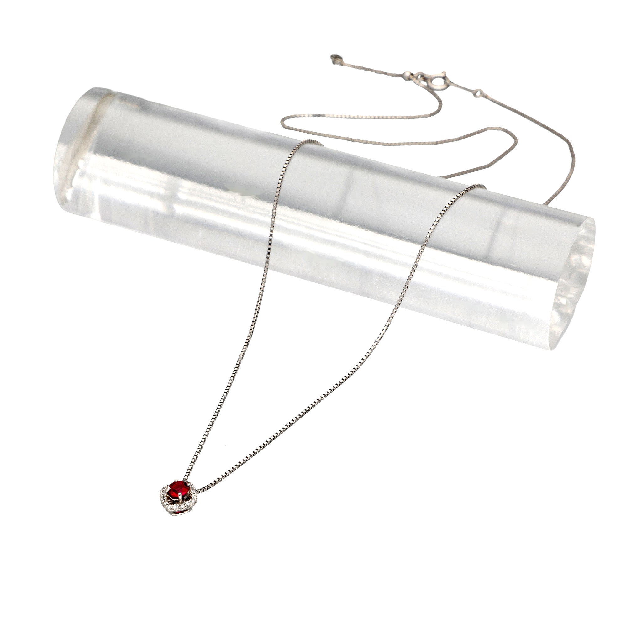 【限定1点】ルビー/ダイヤモンド プラチナネックレス(ノーヒート/非加熱/ピジョンブラッド/7月誕生石/鑑別書付)《25C80113》
