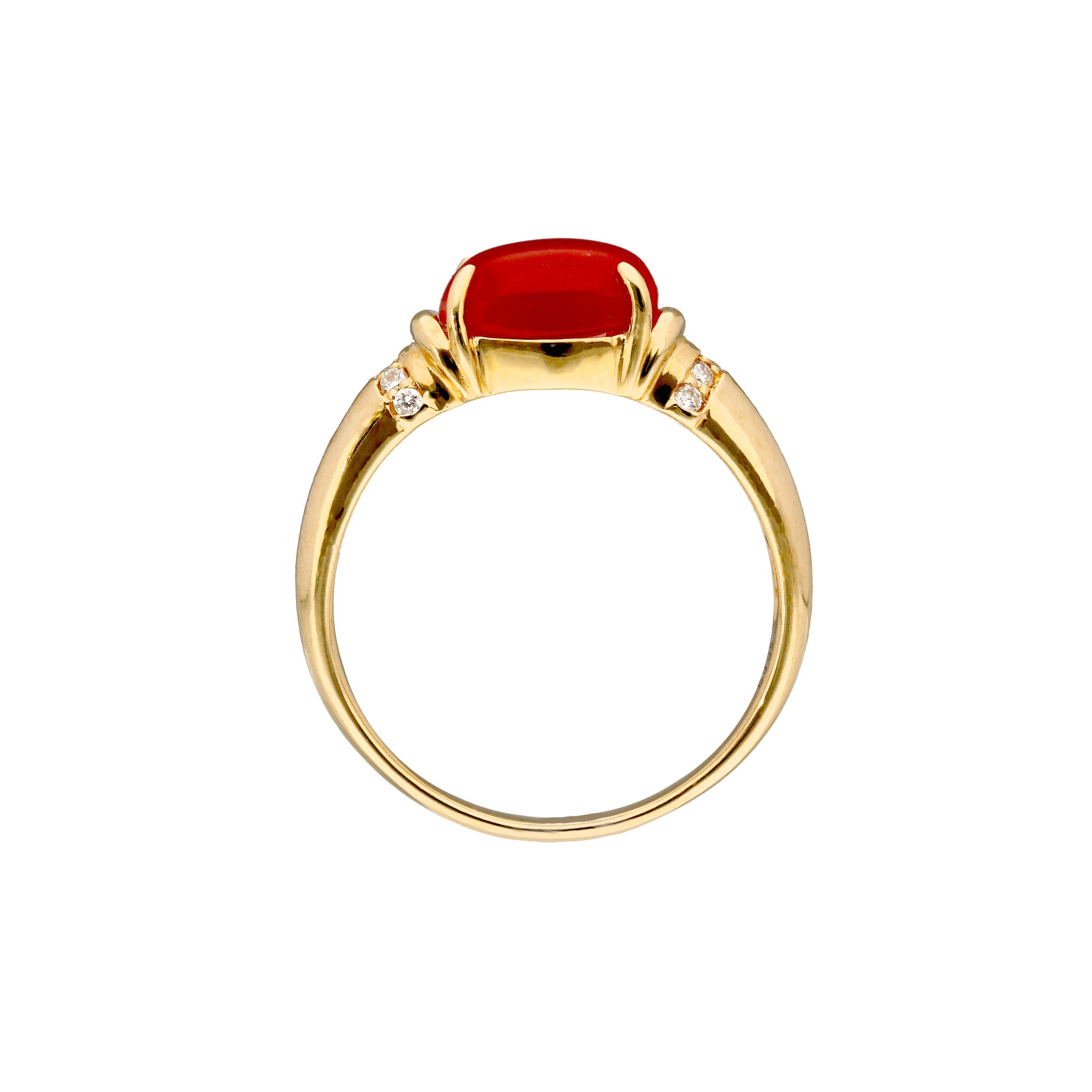 珊瑚(さんご)/ダイヤモンド K18リング(3月誕生石/鑑別書付)《25C80117》