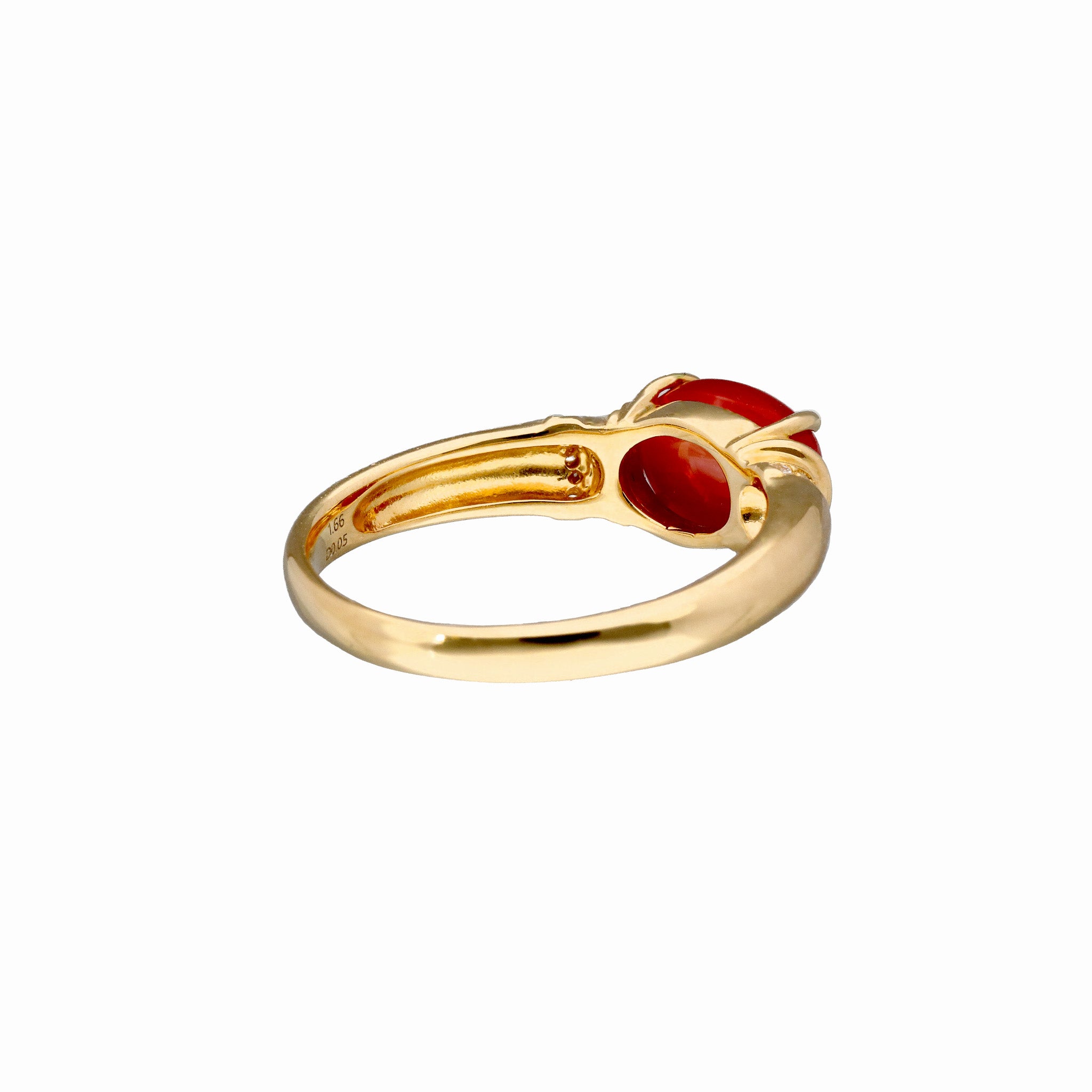 珊瑚(さんご)/ダイヤモンド K18リング(3月誕生石/鑑別書付)《25C80117》